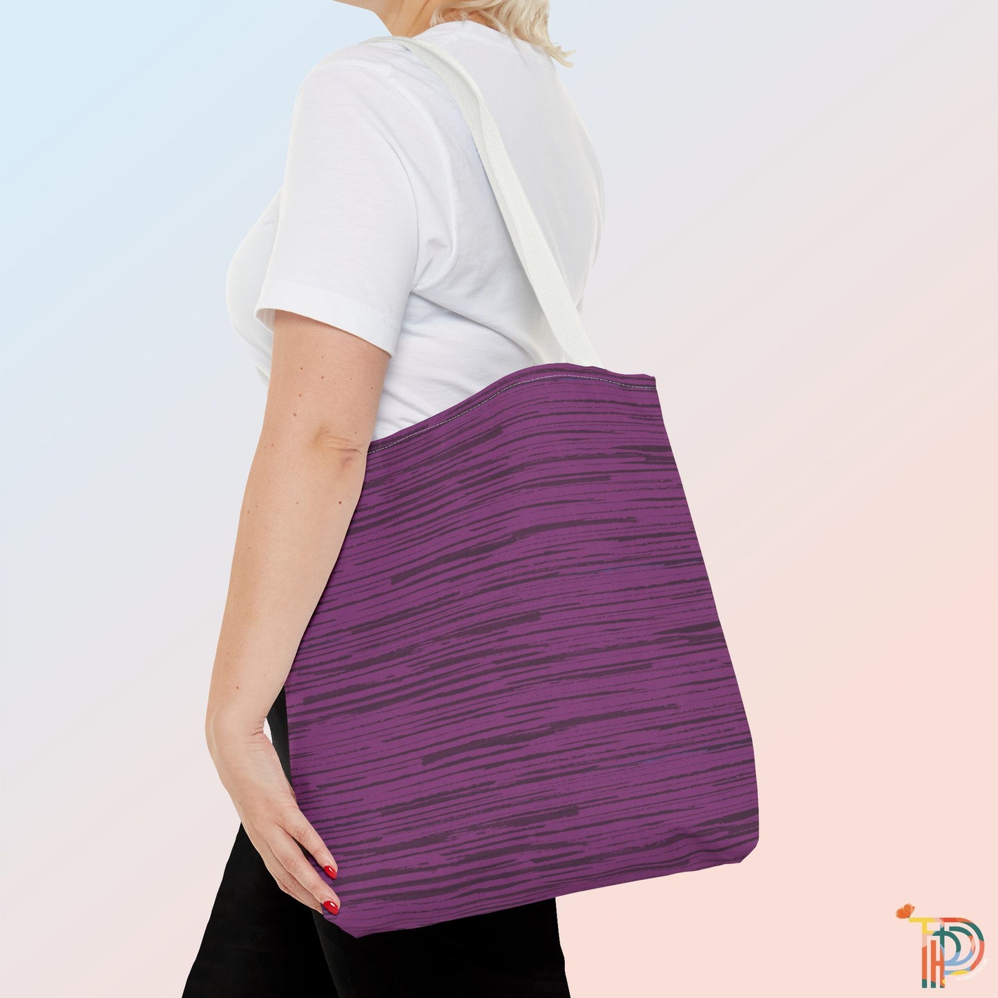 Sketchy Stripe Plum Tote Bag