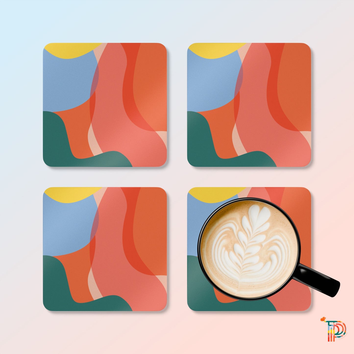 TPP Abstract Design Corkwood Coaster Set