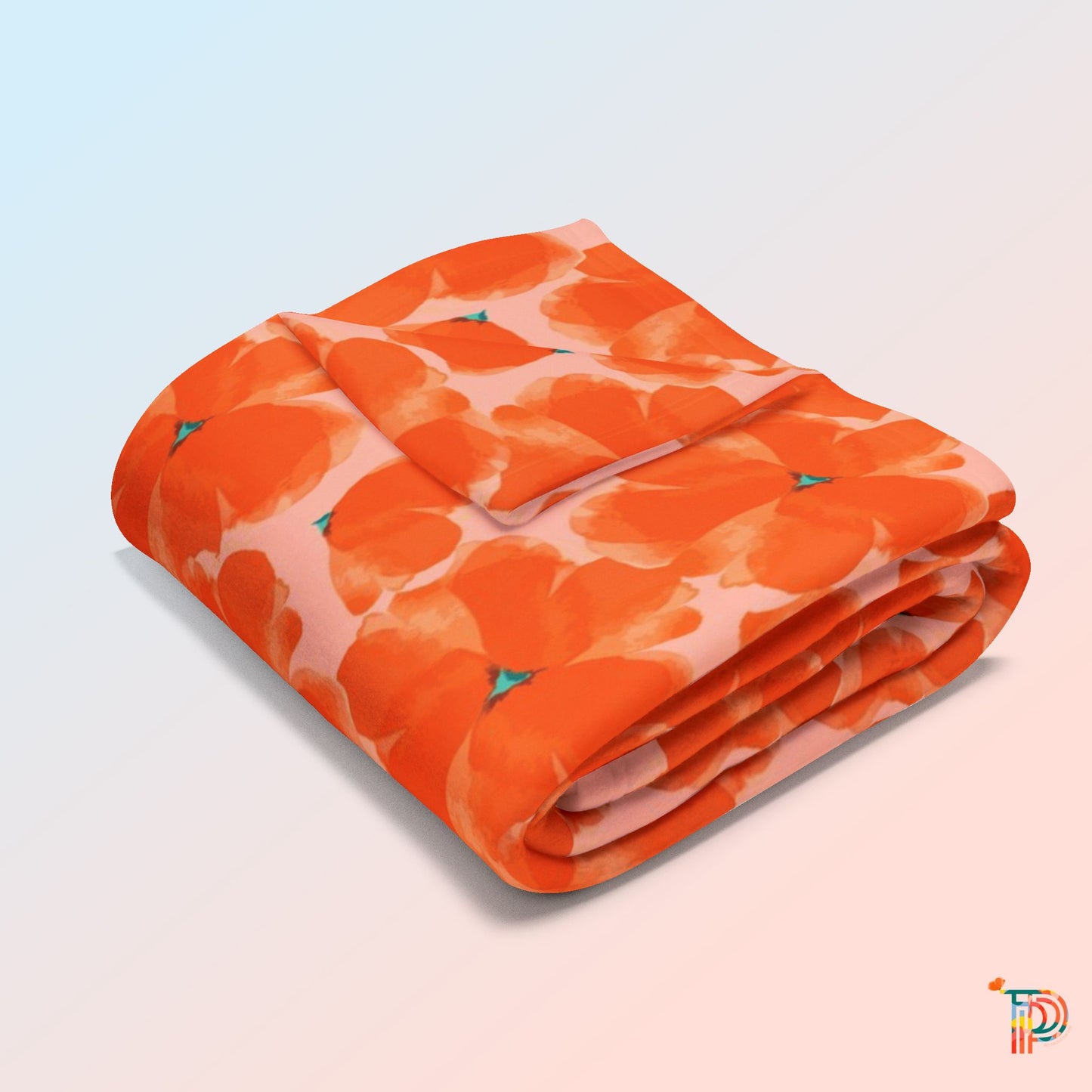 Orange Floral Arctic Fleece Blanket