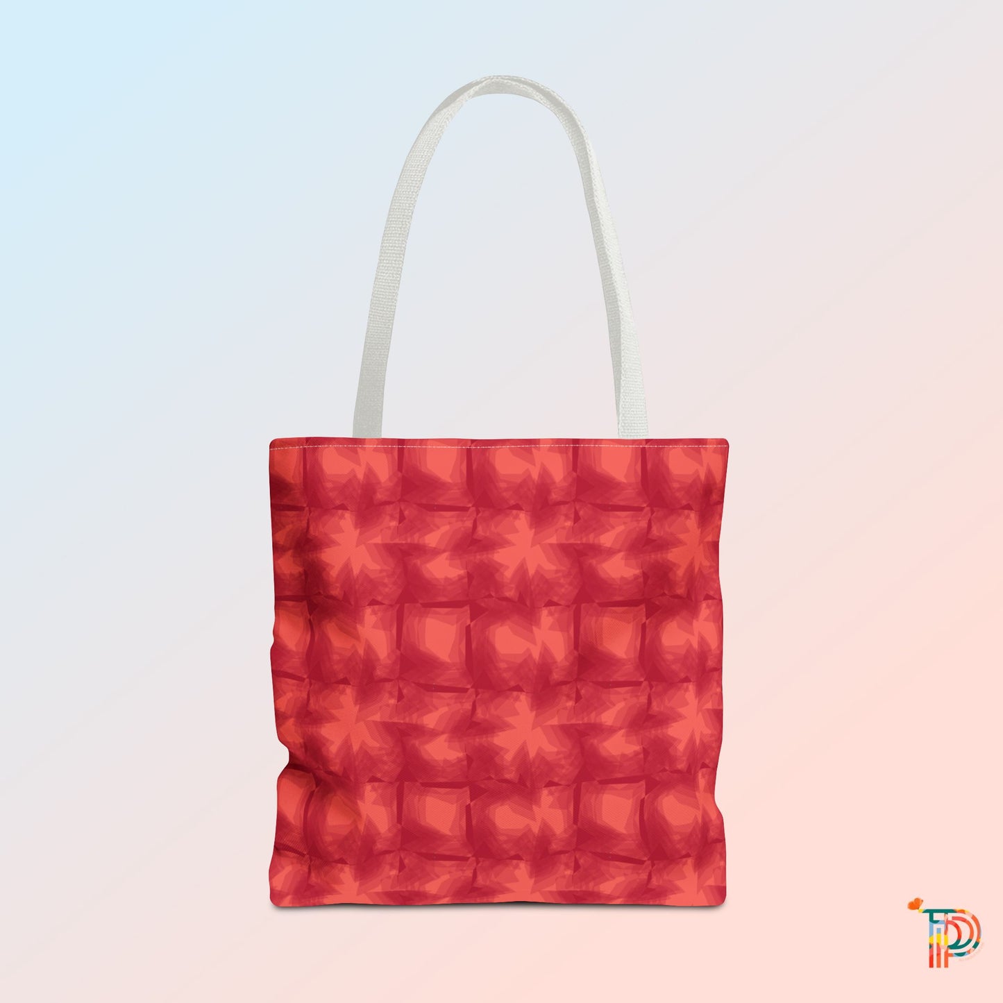 Red 3D Checkered Tote Bag - Festive Holiday Shopping Tote