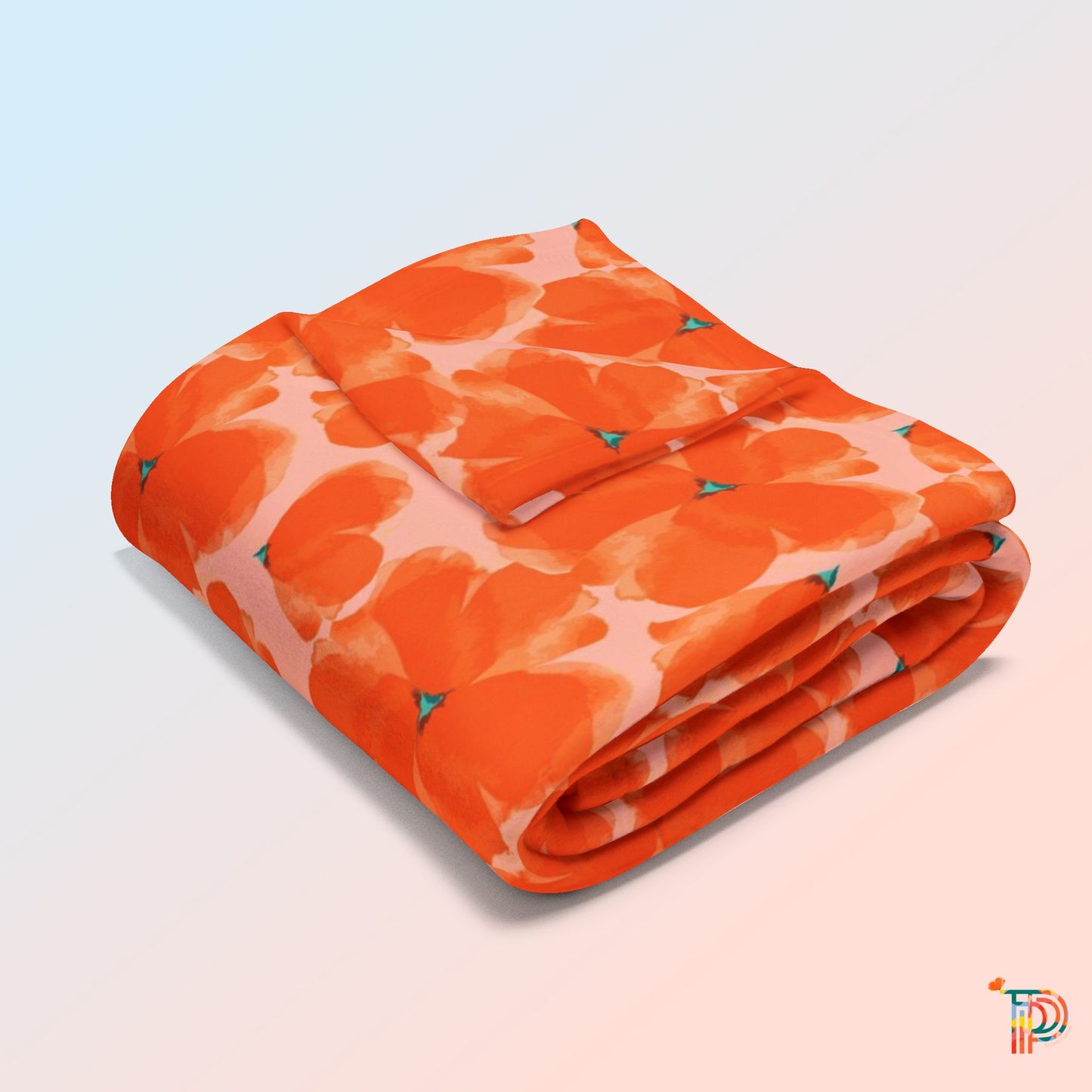 Orange Floral Arctic Fleece Blanket