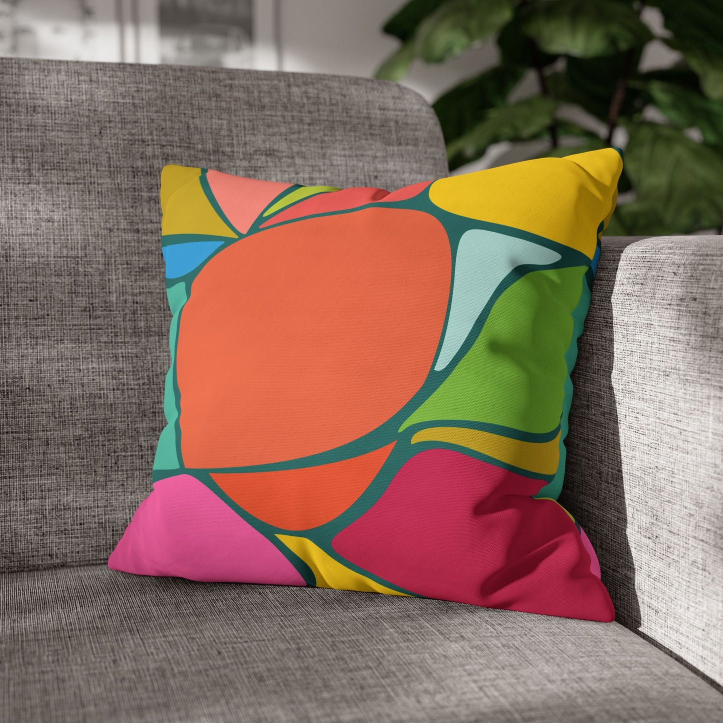 Abstract Colour Block Square Poly Canvas Pillowcase