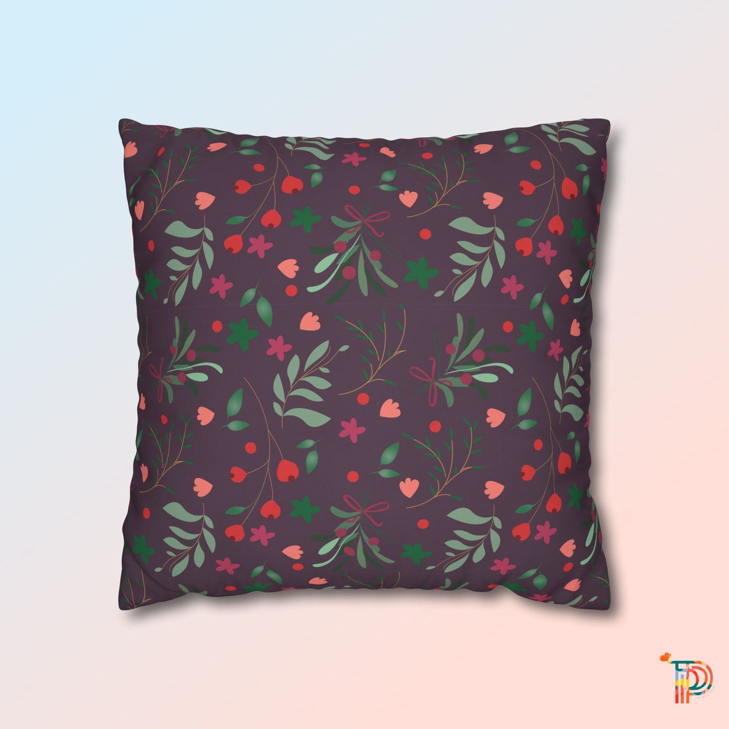 Plum Floral Square Pillowcase