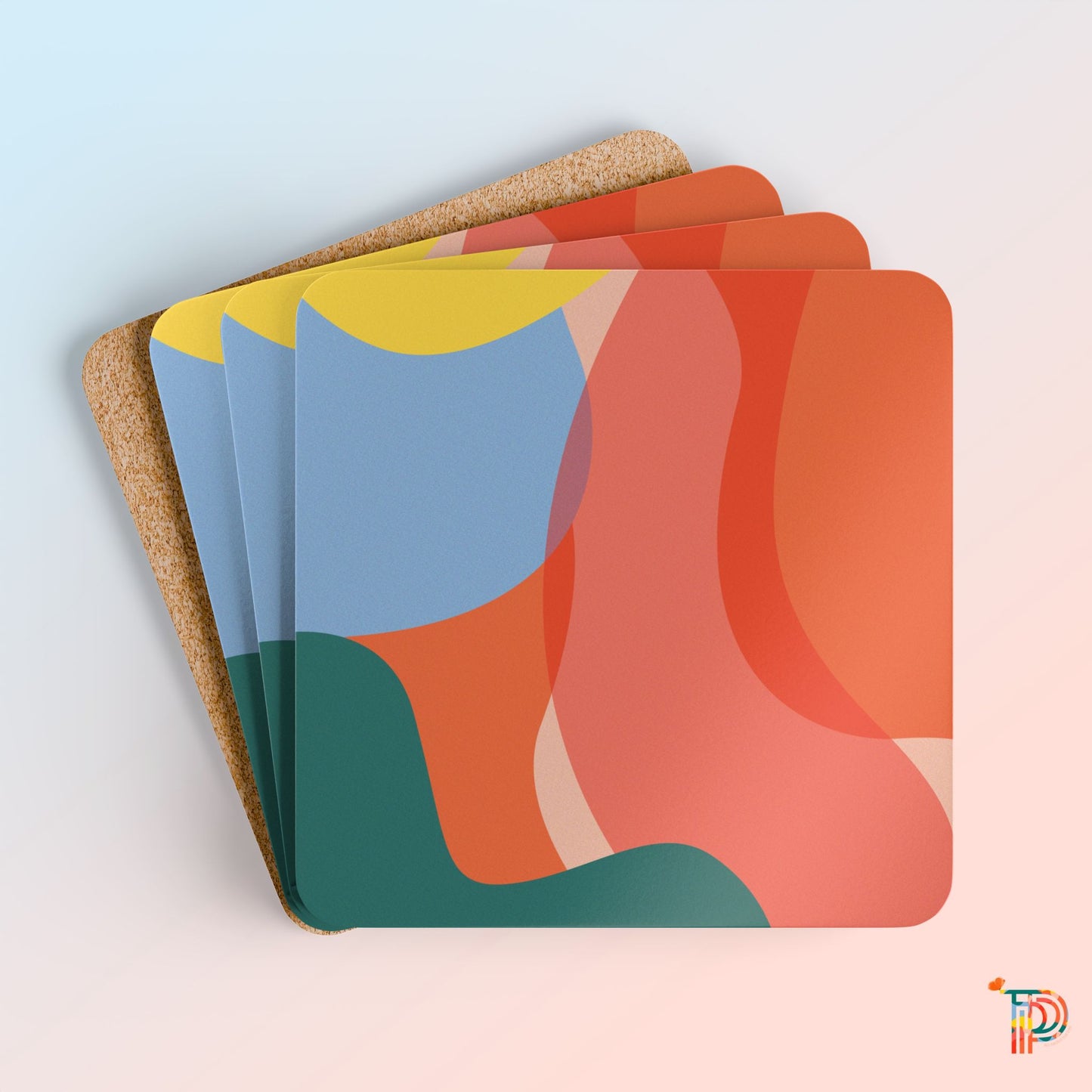 TPP Abstract Design Corkwood Coaster Set