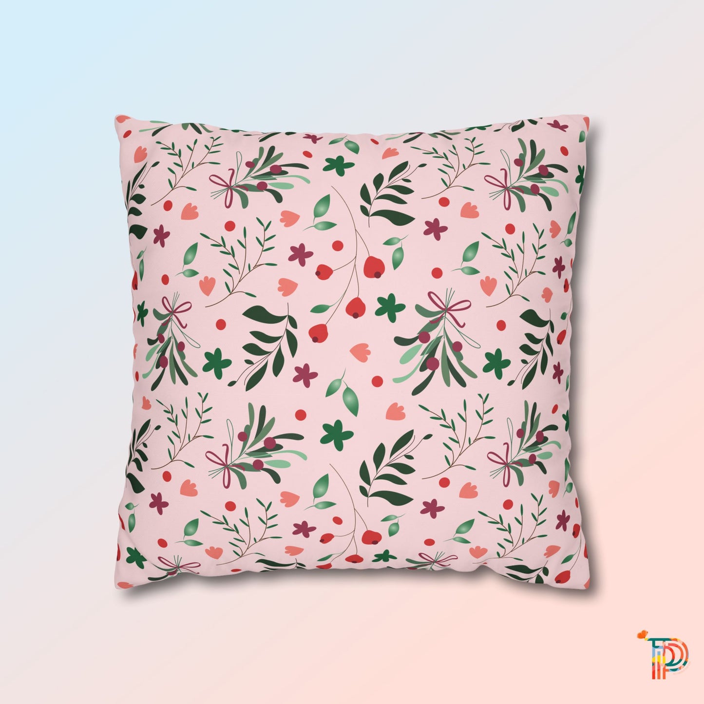 Christmas Floral Square Pillowcase