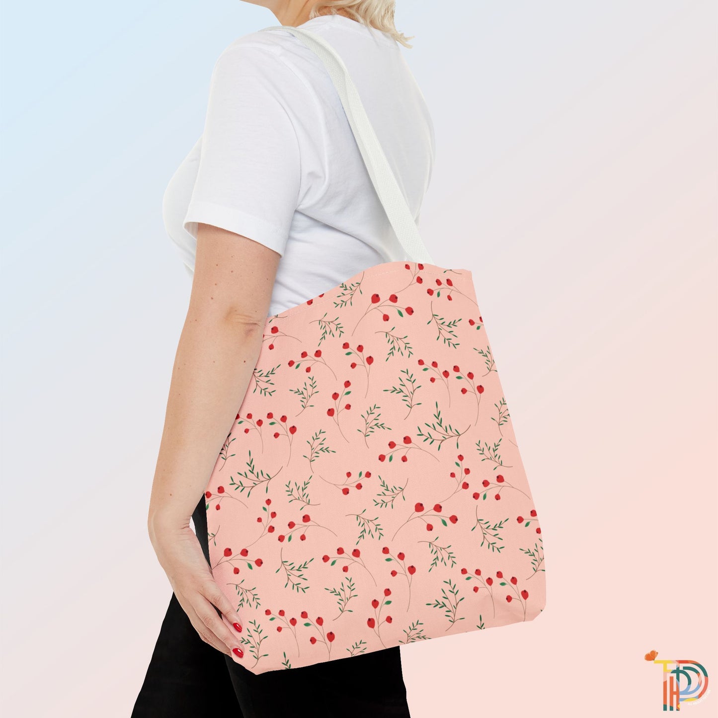 Peachy Soft Floral Tote Bag