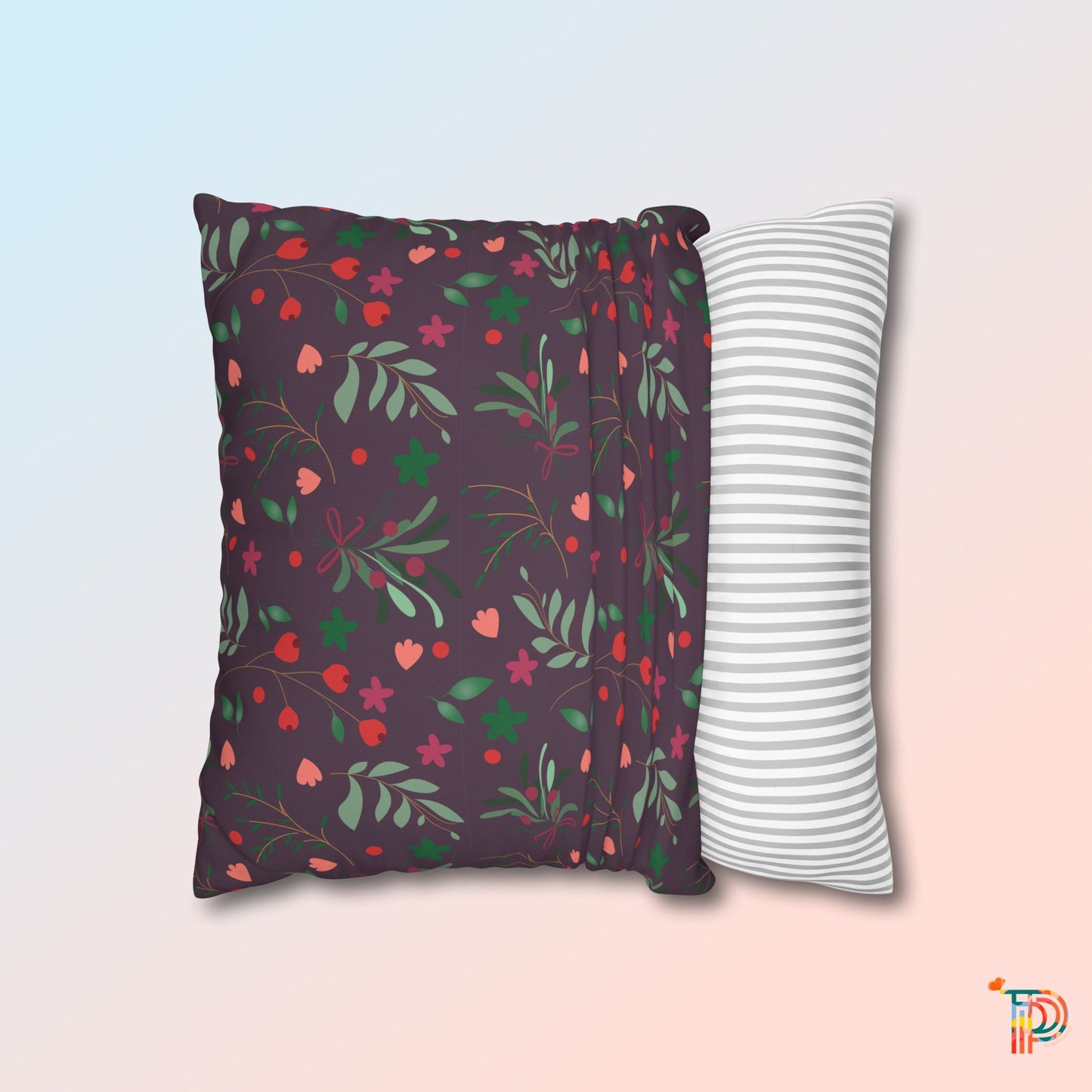 Plum Floral Square Pillowcase