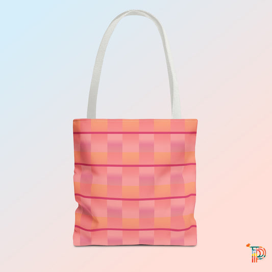 Stripy Checkered Tote Bag