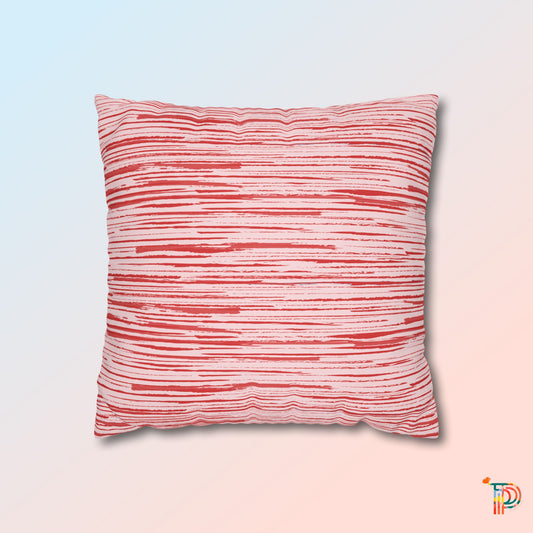 Red Sketchy Stripe Print Accent Square Pillowcase