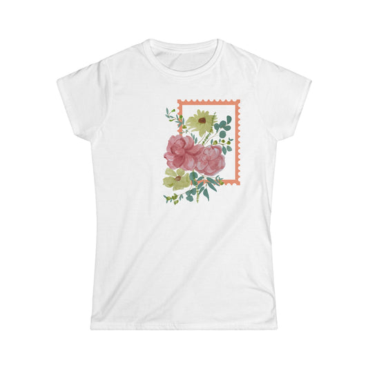 Floral Softstyle Tee - Watercolour Postcard Design