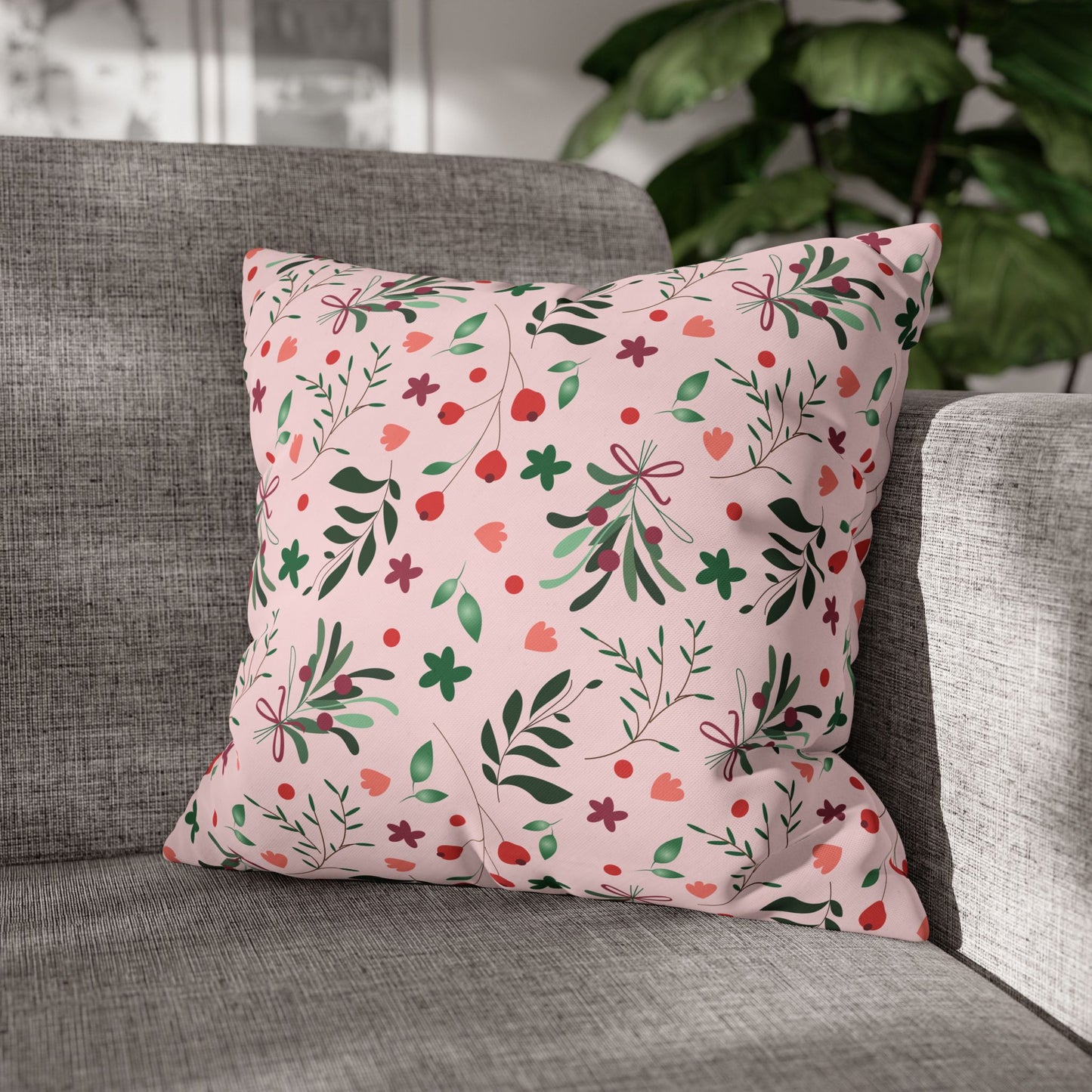 Christmas Floral Square Pillowcase