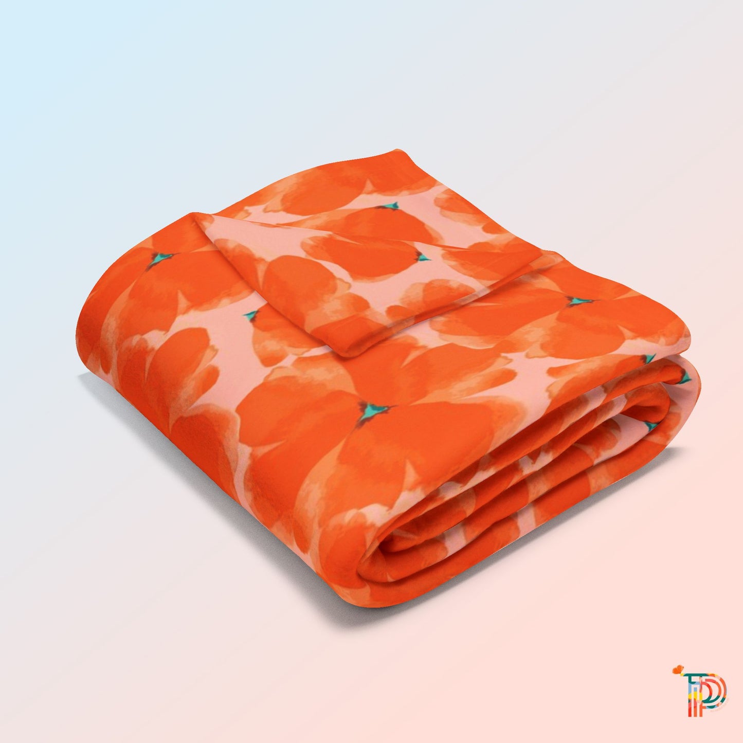 Orange Floral Arctic Fleece Blanket