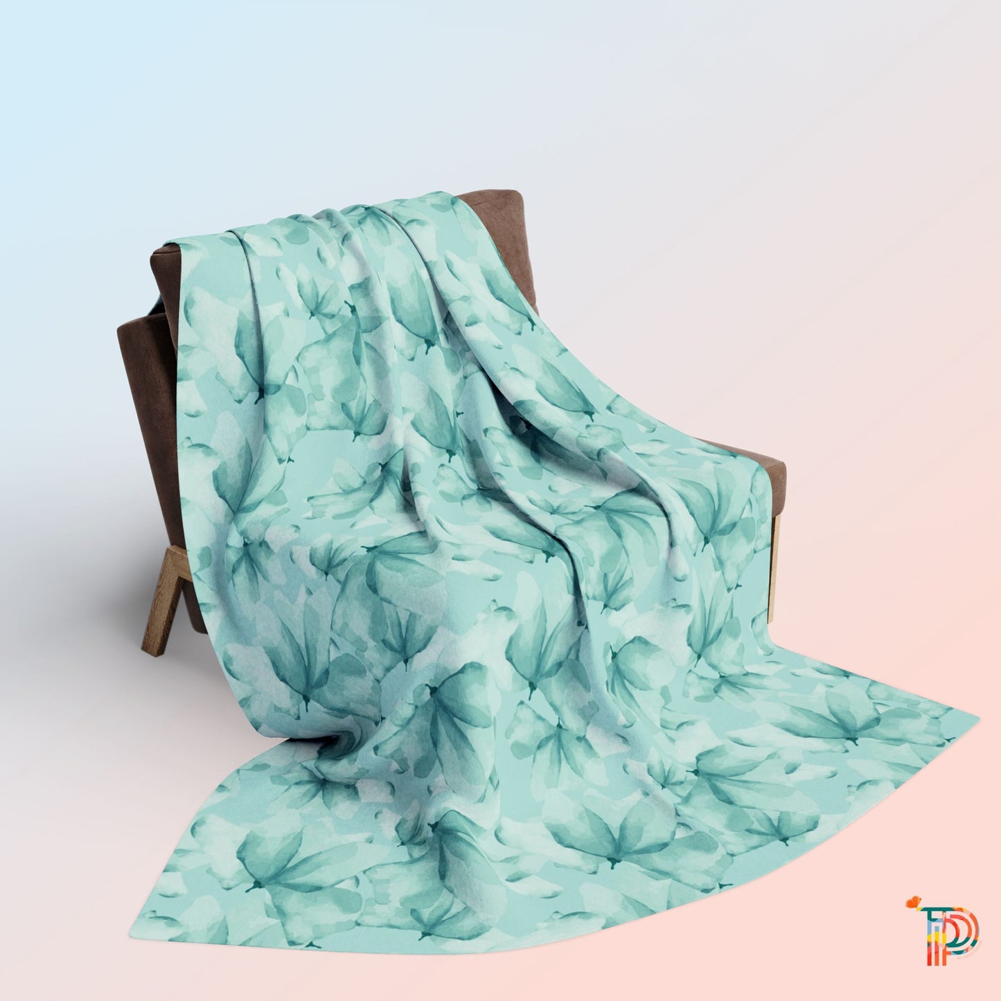 Teal Floral Arctic Fleece Blanket