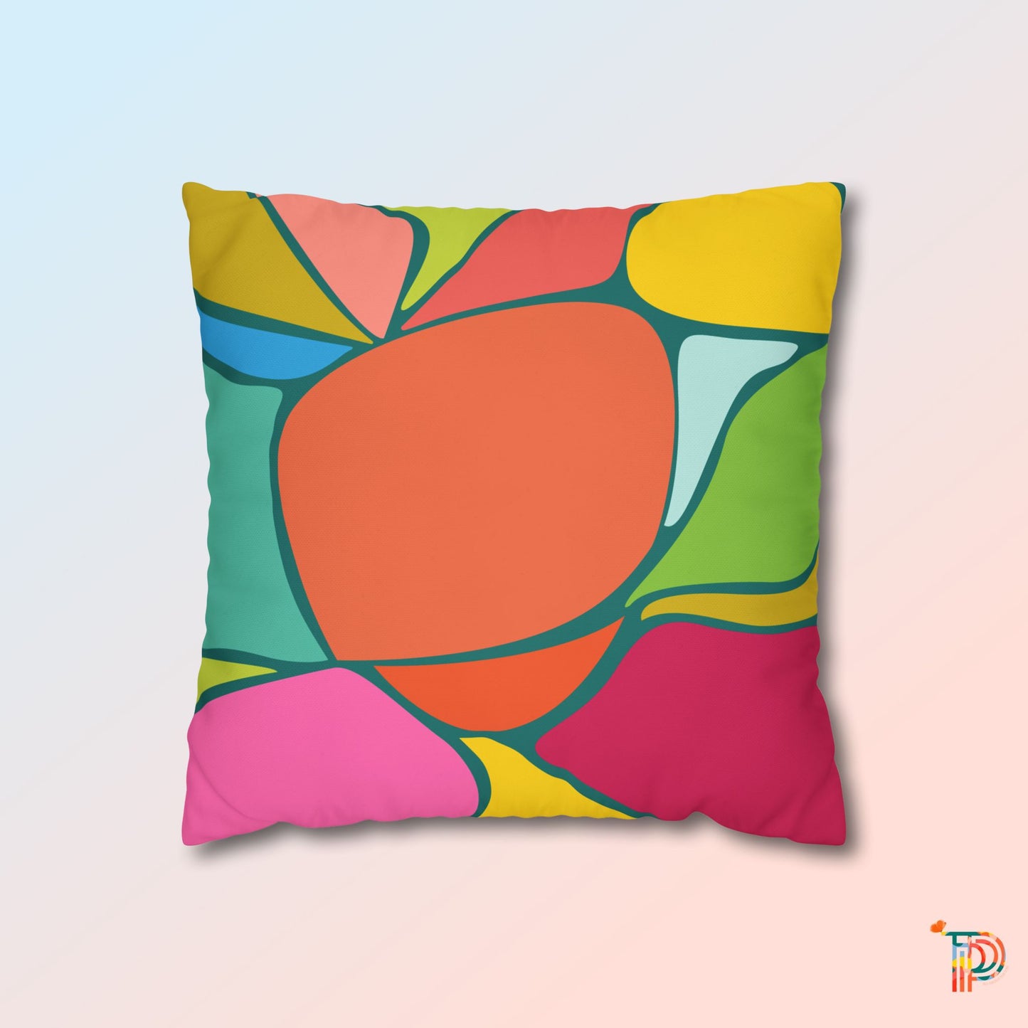 Abstract Colour Block Square Poly Canvas Pillowcase