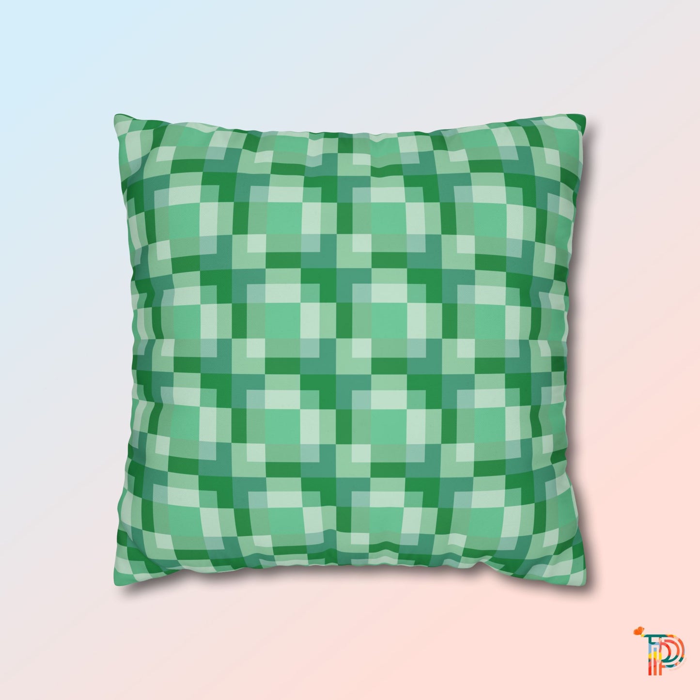 Green Gingham Print Fun and Bright Pillowcase