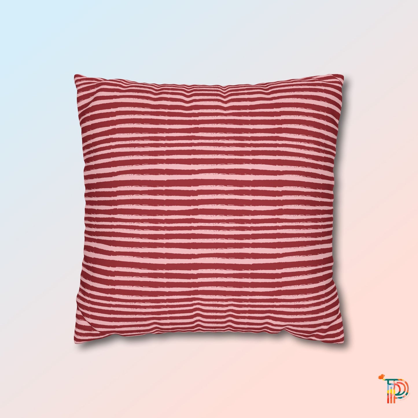 Red Stripe Print Accent Square Pillowcase