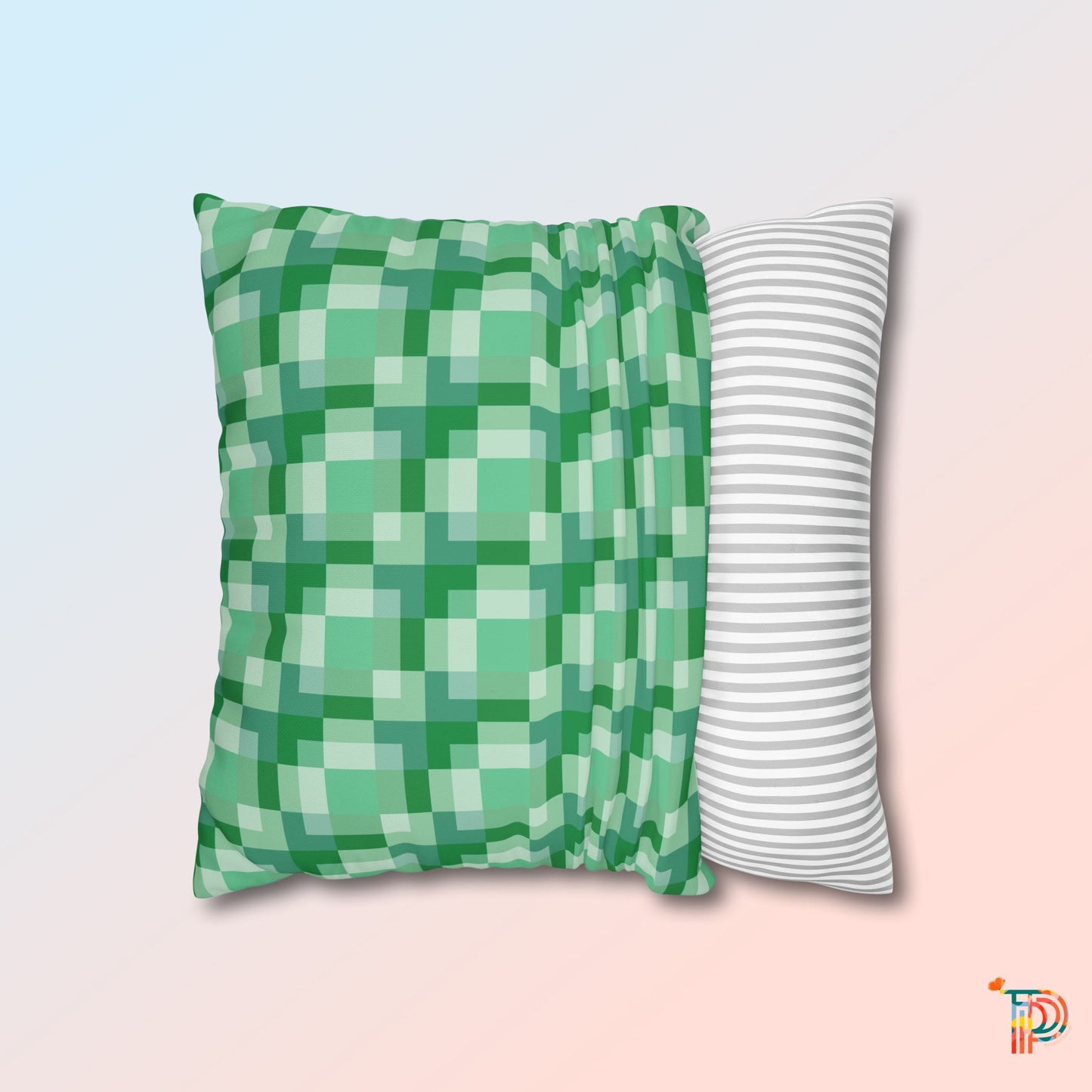 Green Gingham Print Fun and Bright Pillowcase