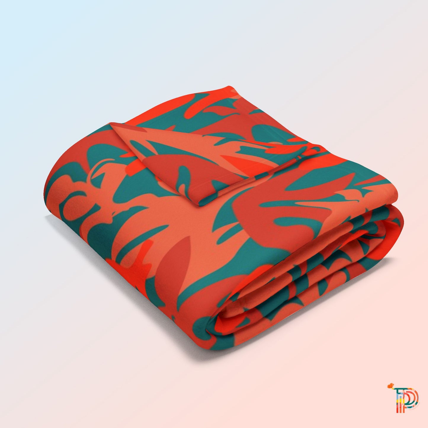 Green & orange leafy Camo Arctic Fleece Blanket