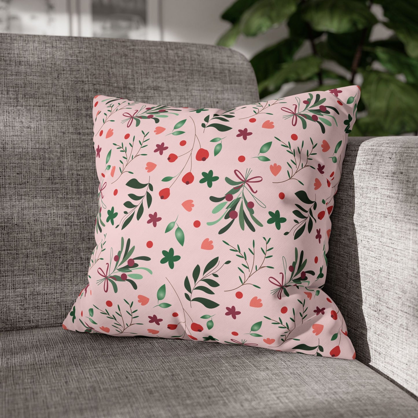 Christmas Floral Square Pillowcase