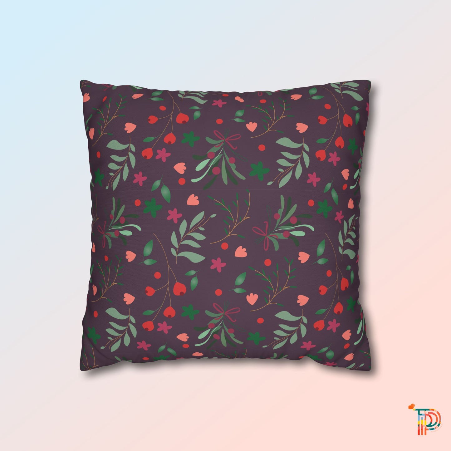 Plum Floral Square Pillowcase