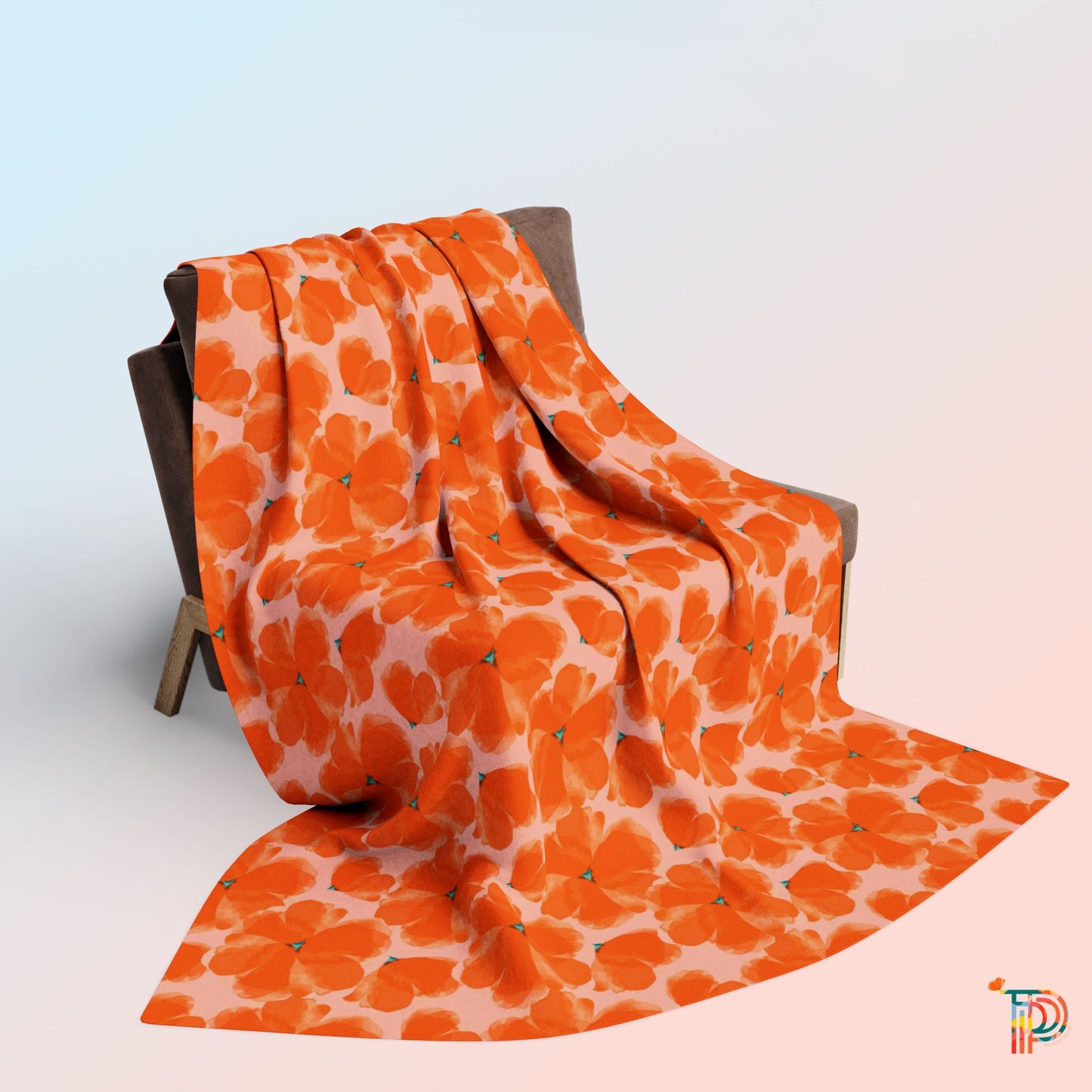 Orange Floral Arctic Fleece Blanket