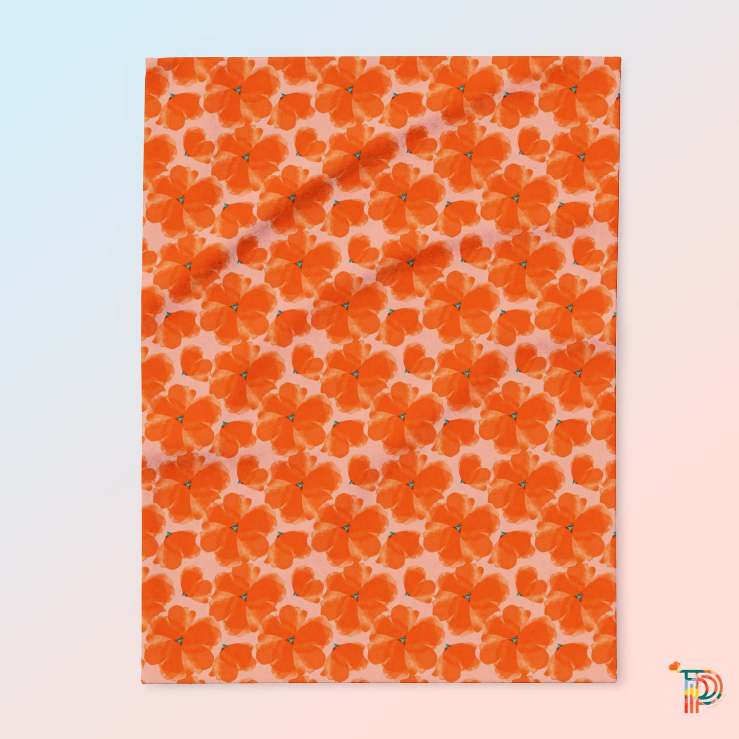 Orange Floral Arctic Fleece Blanket