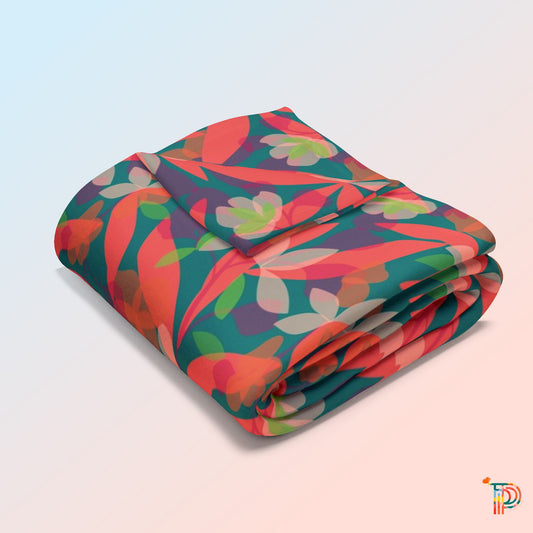 Green & Coral Arctic Fleece Blanket