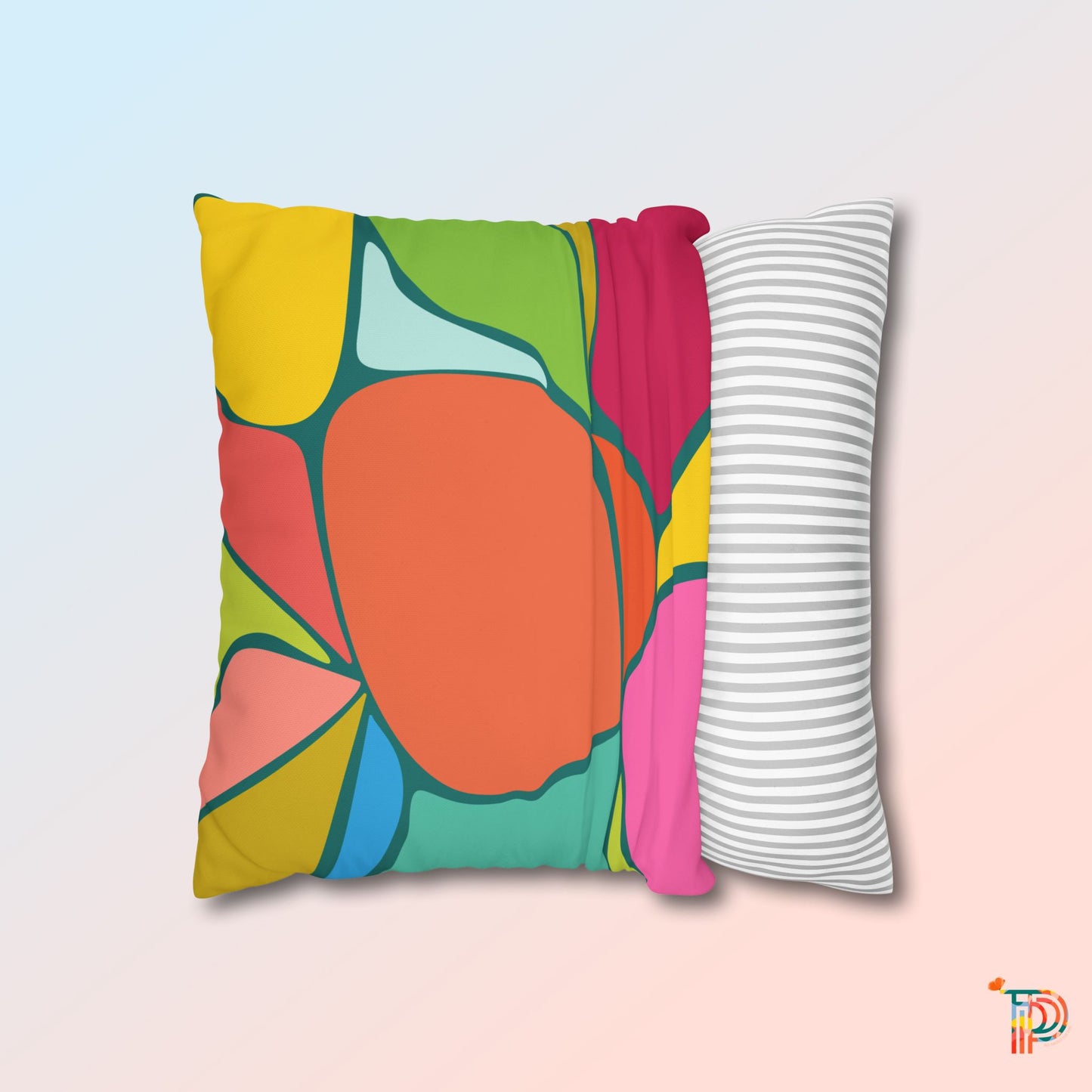 Abstract Colour Block Square Poly Canvas Pillowcase