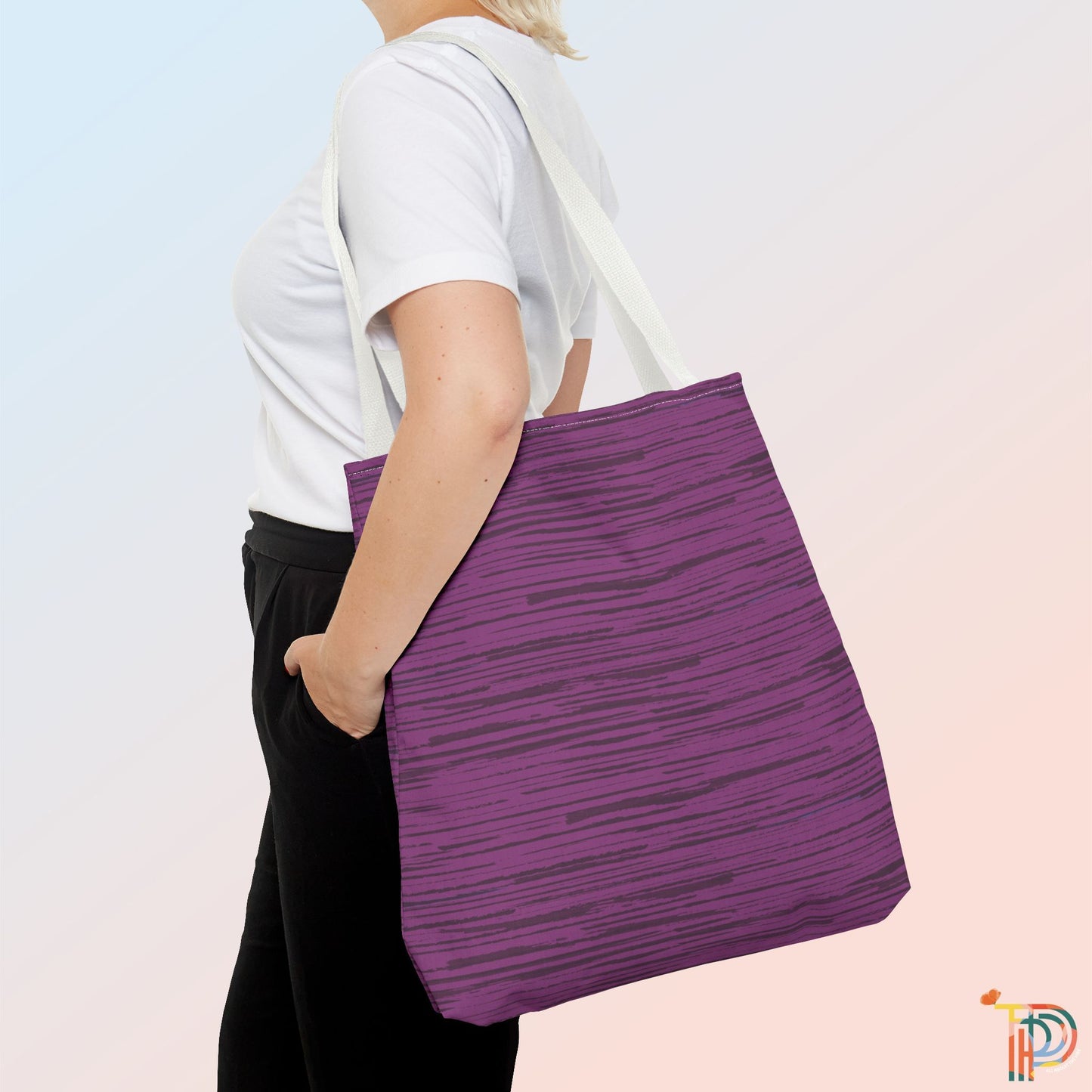 Sketchy Stripe Plum Tote Bag