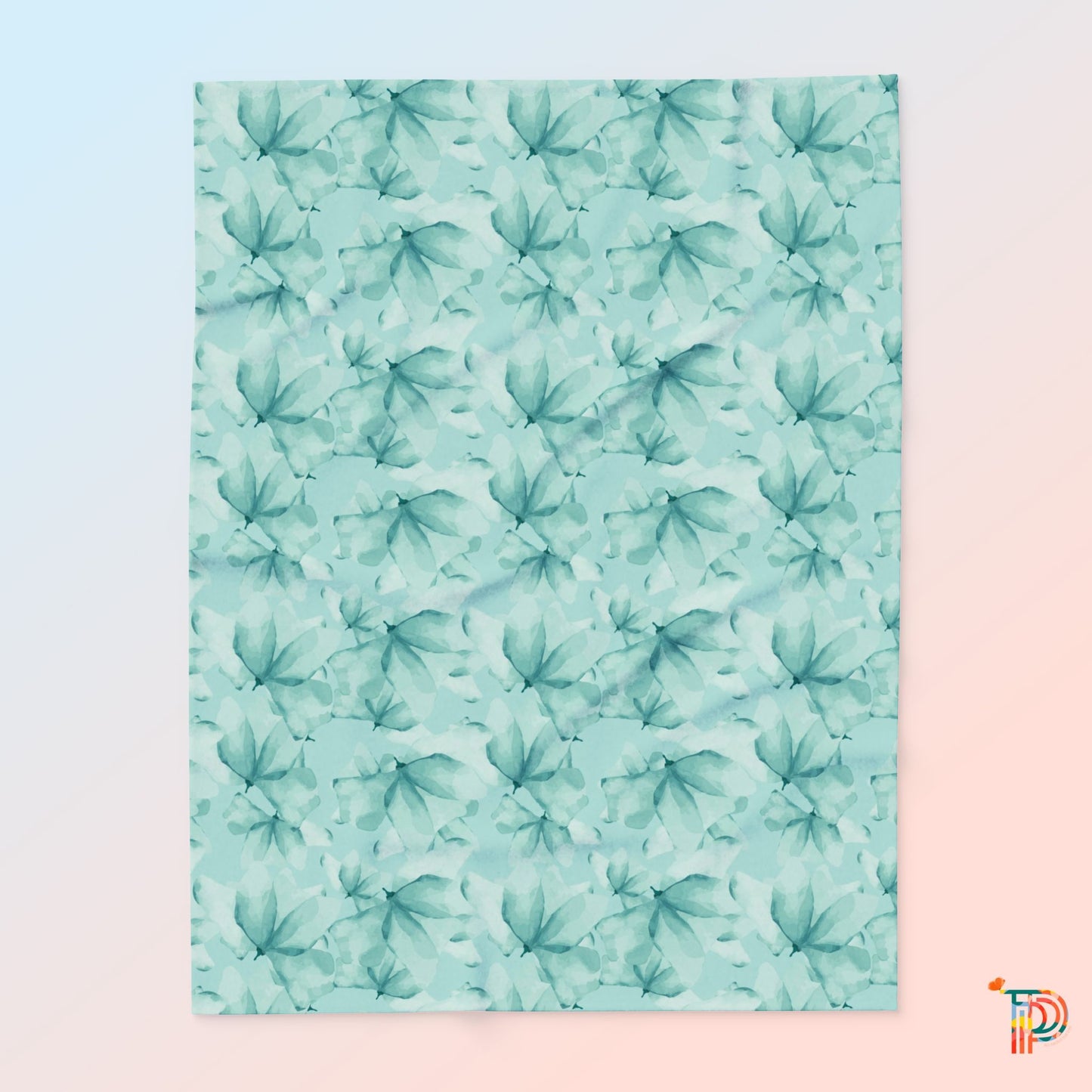 Teal Floral Arctic Fleece Blanket