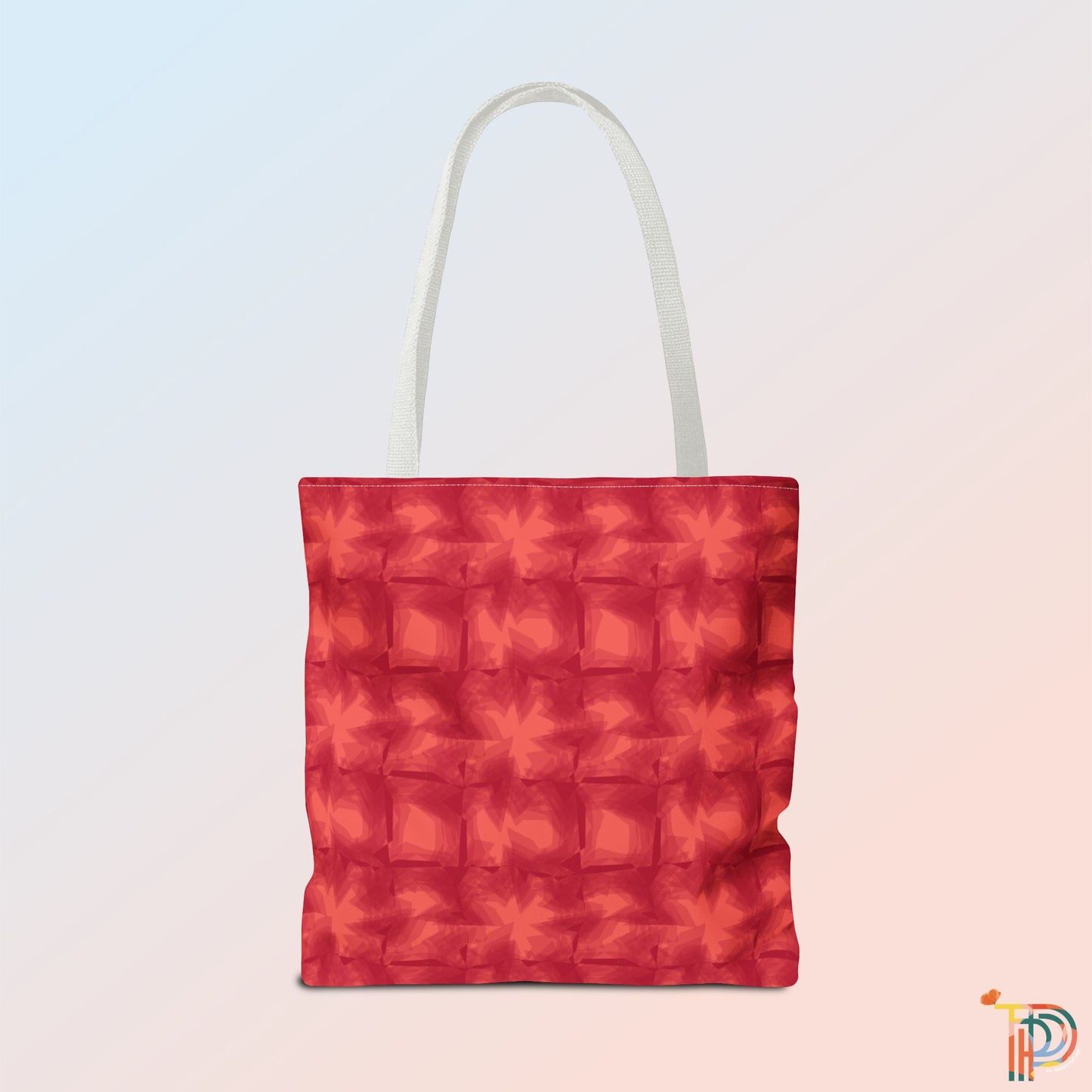 Red 3D Checkered Tote Bag - Festive Holiday Shopping Tote