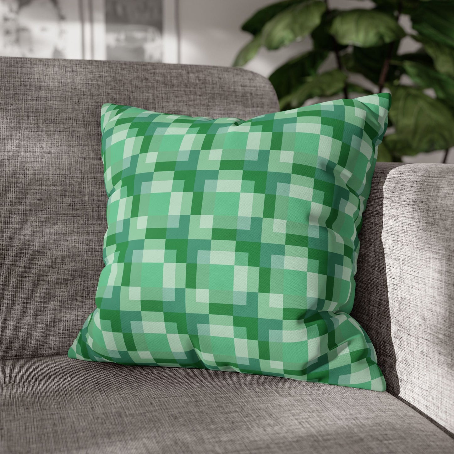 Green Gingham Print Fun and Bright Pillowcase