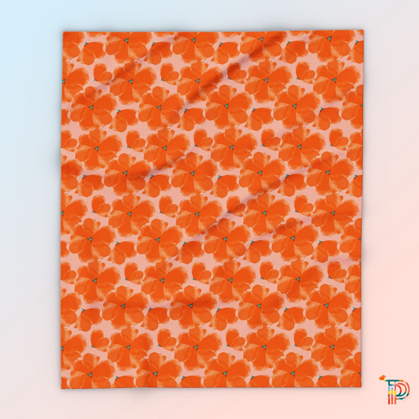 Orange Floral Arctic Fleece Blanket