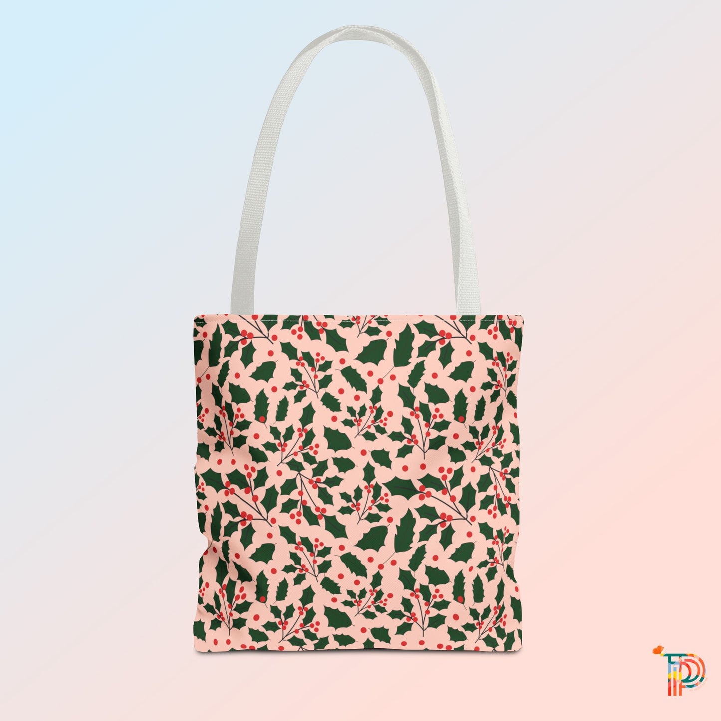 Holiday Festive Floral Tote Bag