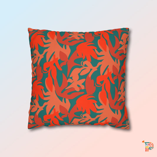 Leafy Camo Square Poly Canvas Pillowcase