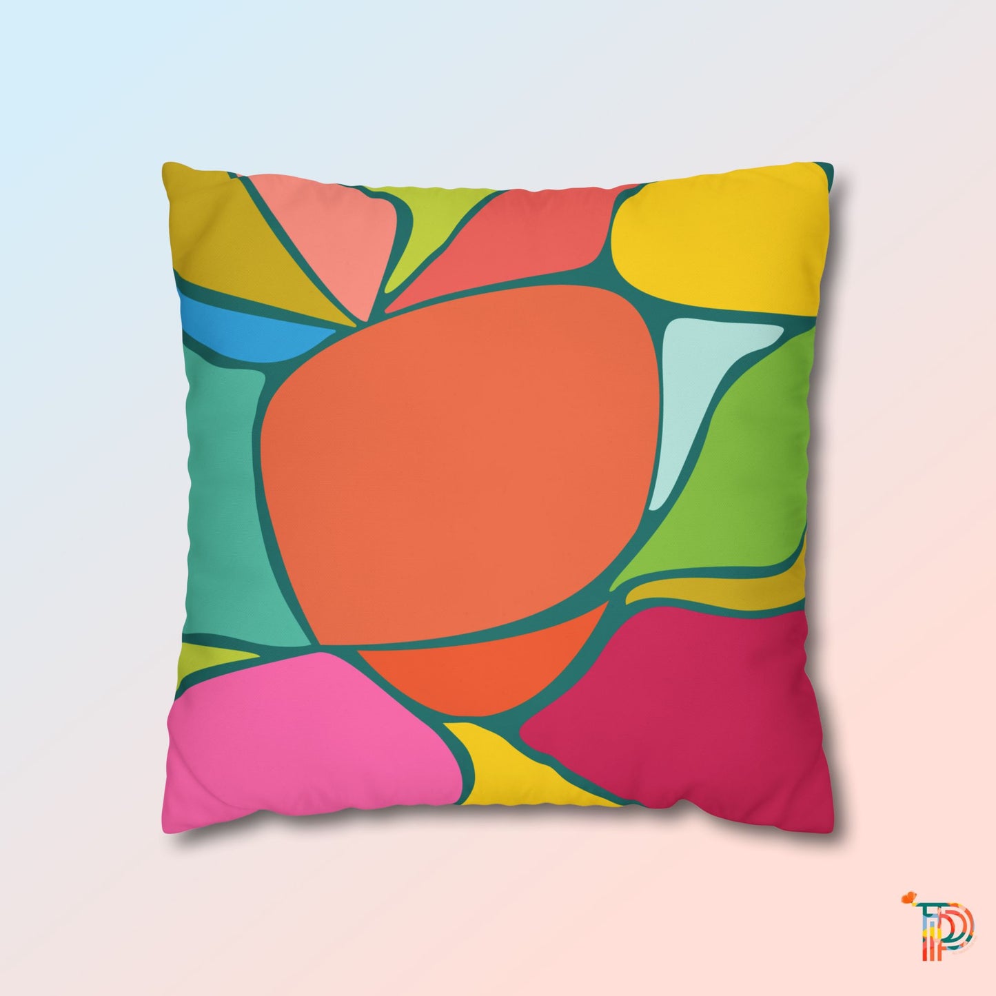 Abstract Colour Block Square Poly Canvas Pillowcase