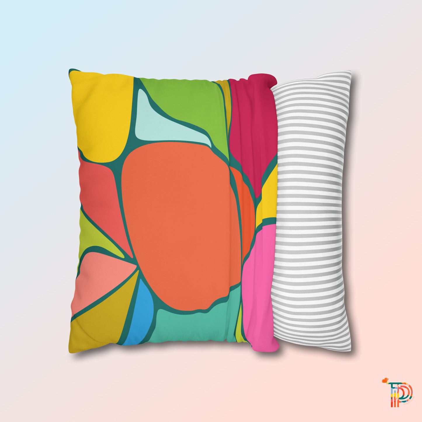 Abstract Colour Block Square Poly Canvas Pillowcase