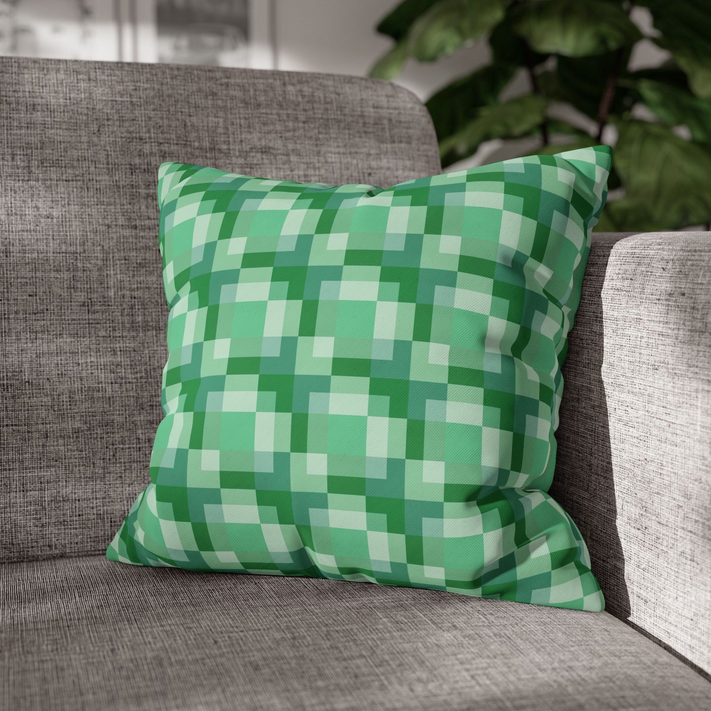 Green Gingham Print Fun and Bright Pillowcase