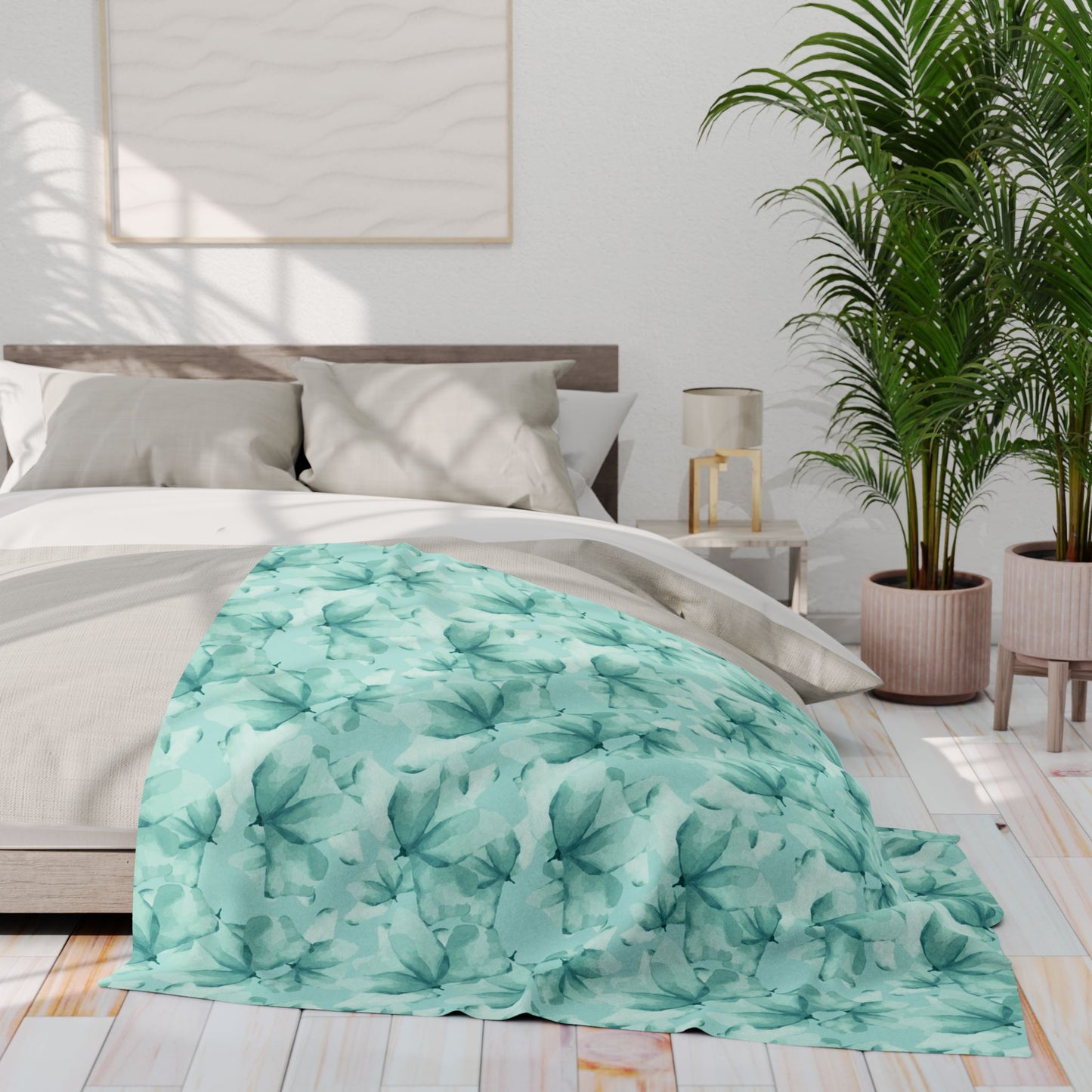 Teal Floral Arctic Fleece Blanket