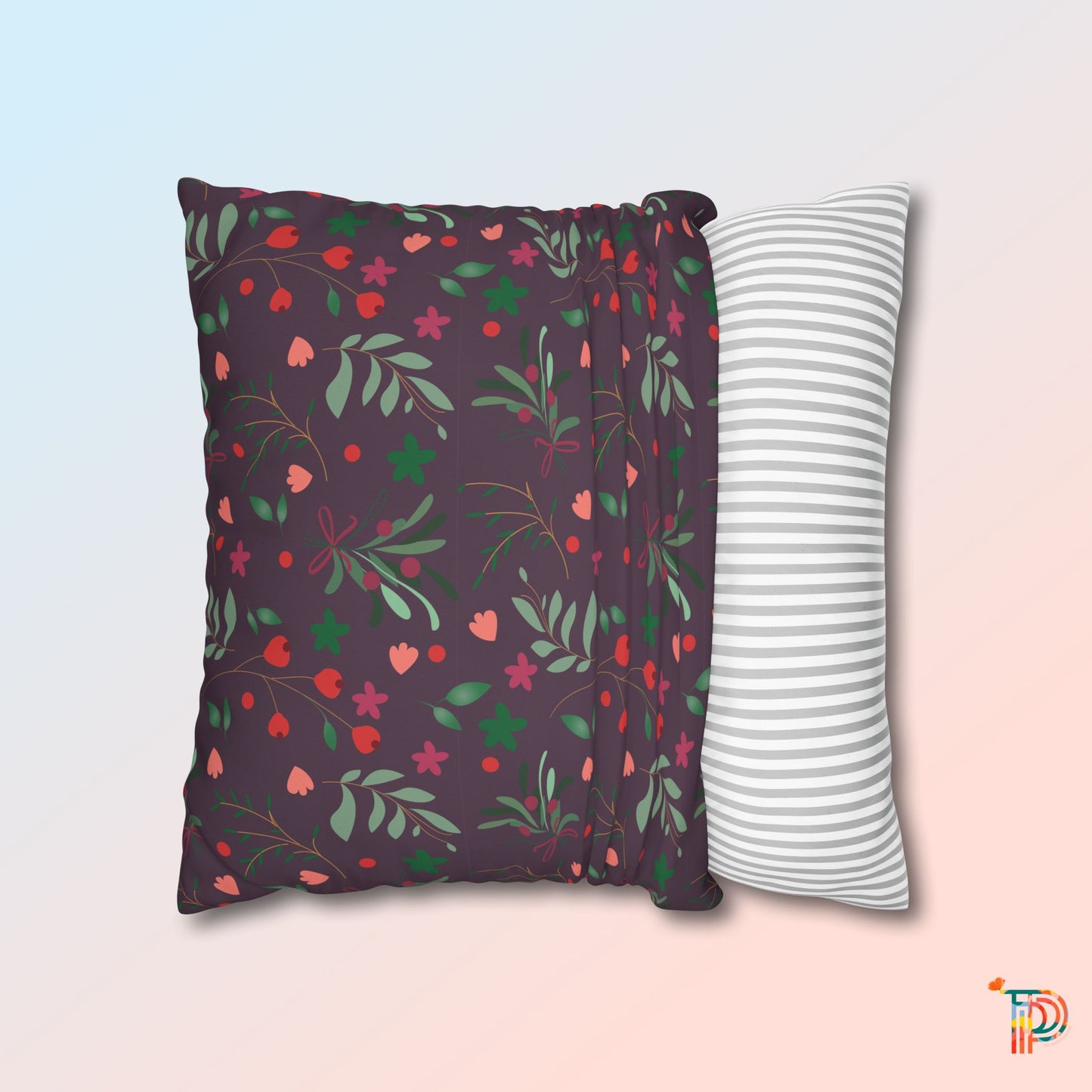 Plum Floral Square Pillowcase