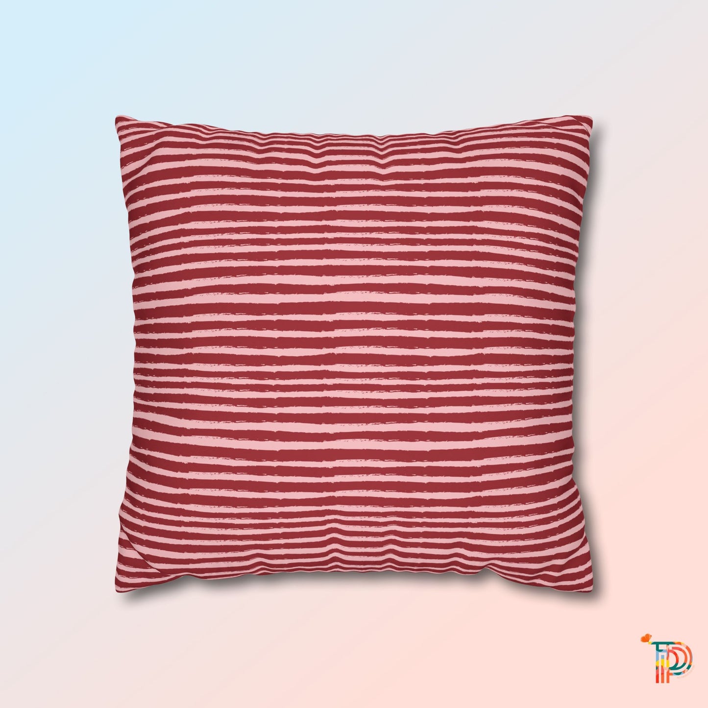 Red Stripe Print Accent Square Pillowcase