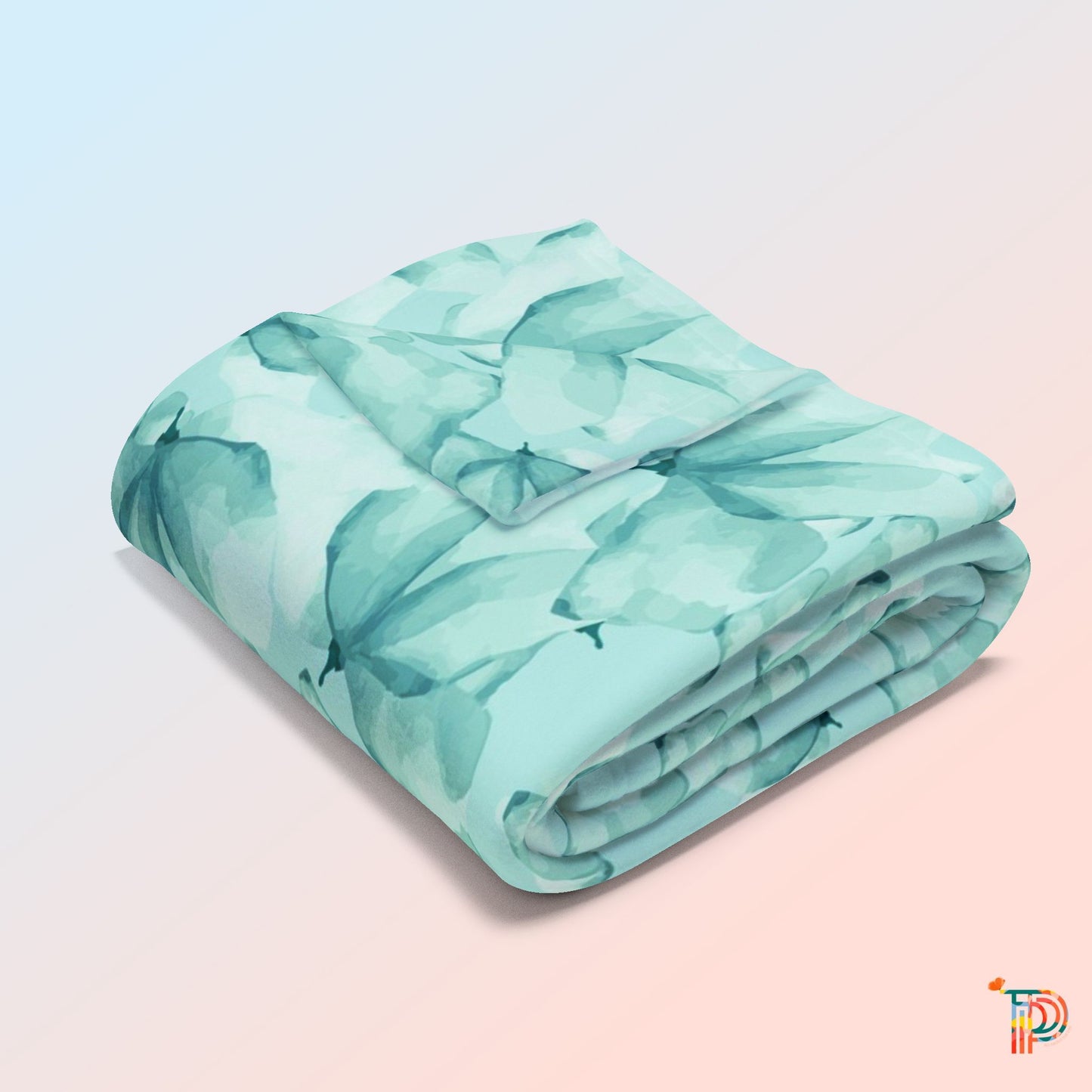 Teal Floral Arctic Fleece Blanket