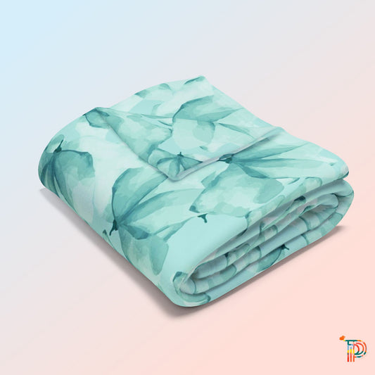 Teal Floral Arctic Fleece Blanket