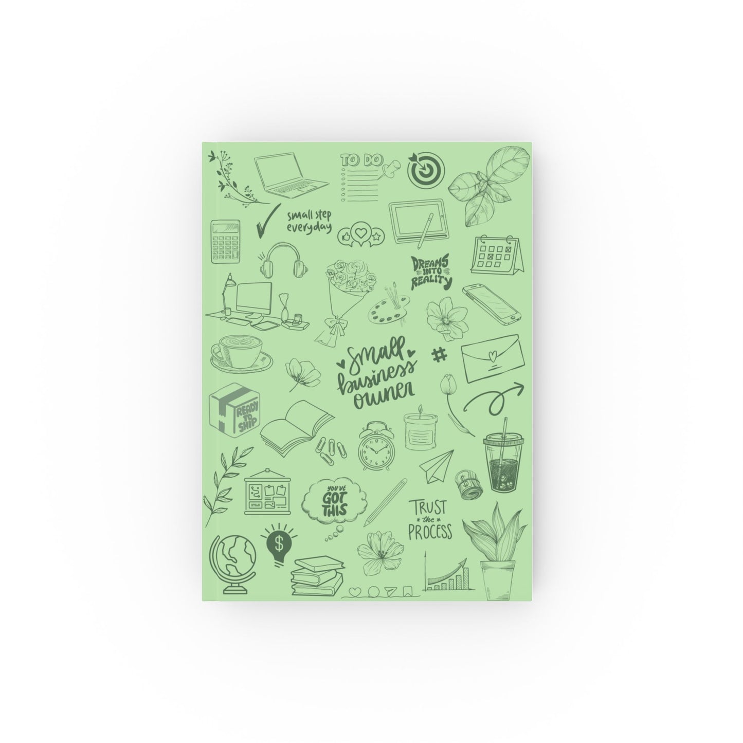 Hard Backed Journal - Macha Green Prints for Small Business Girlies, Perfect Gift