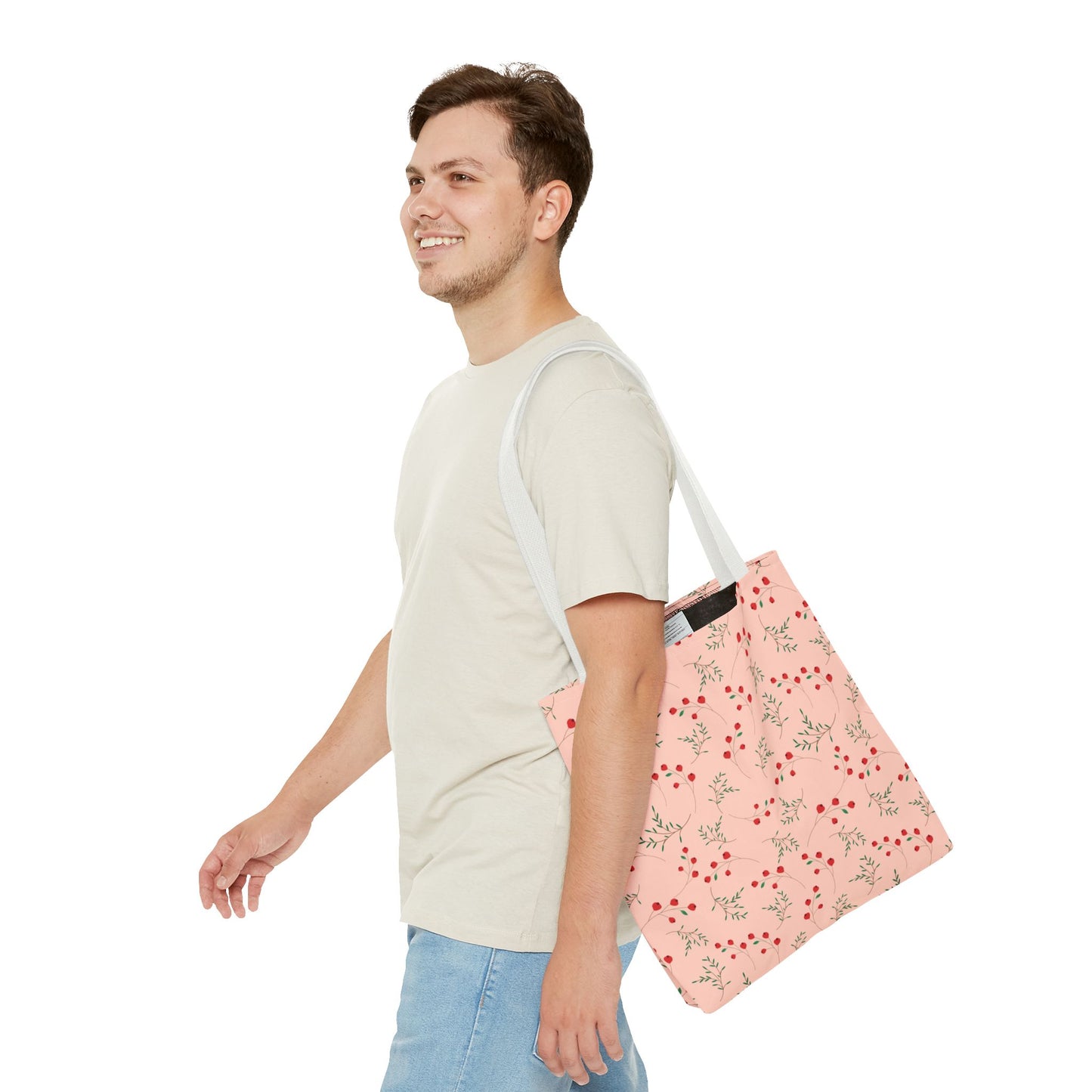 Peachy Soft Floral Tote Bag