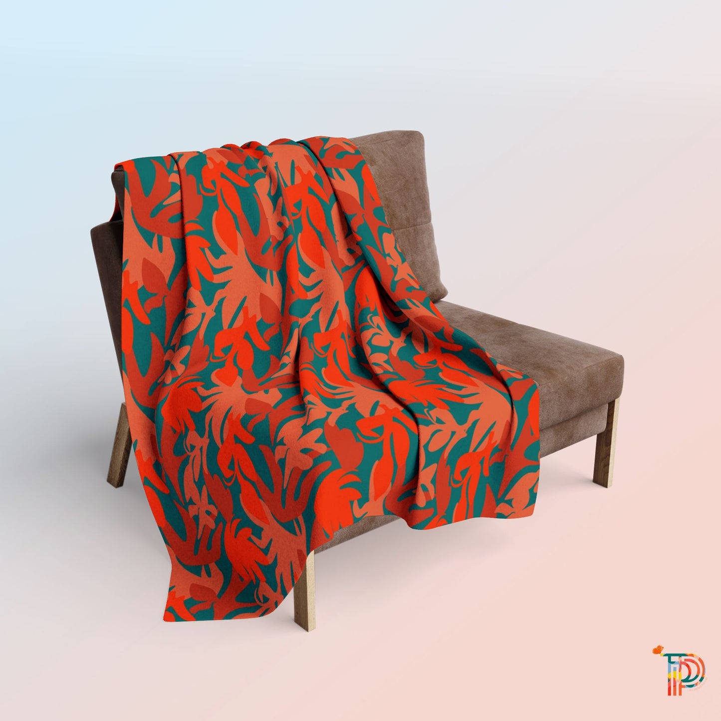 Green & orange leafy Camo Arctic Fleece Blanket