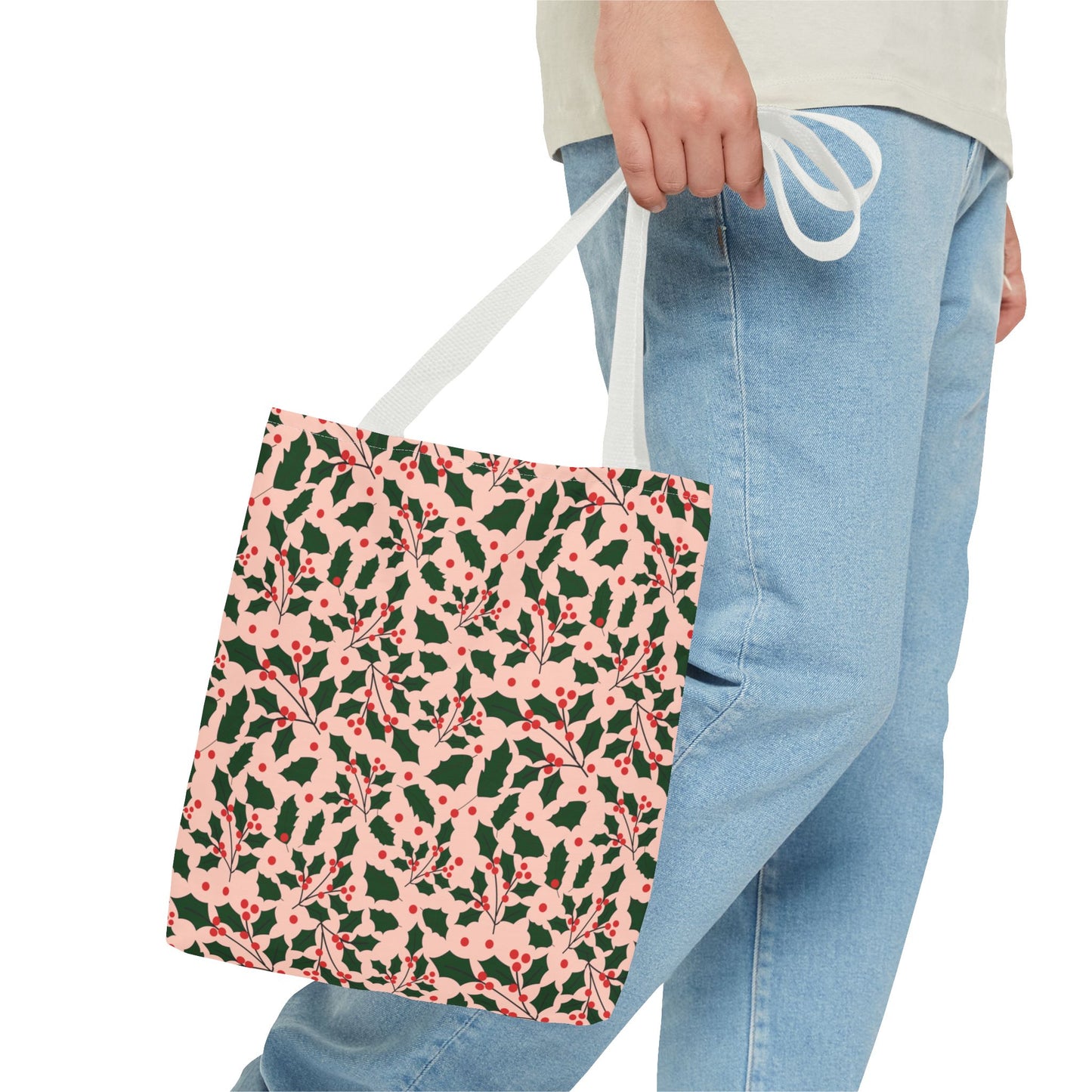 Holiday Festive Floral Tote Bag