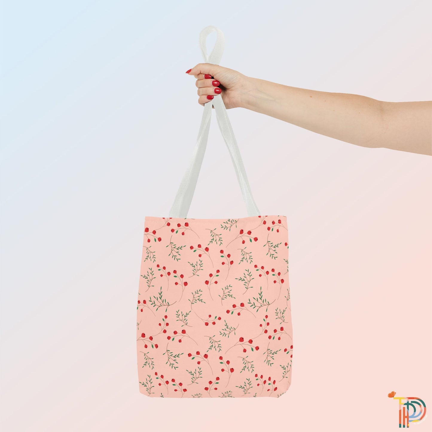 Peachy Soft Floral Tote Bag