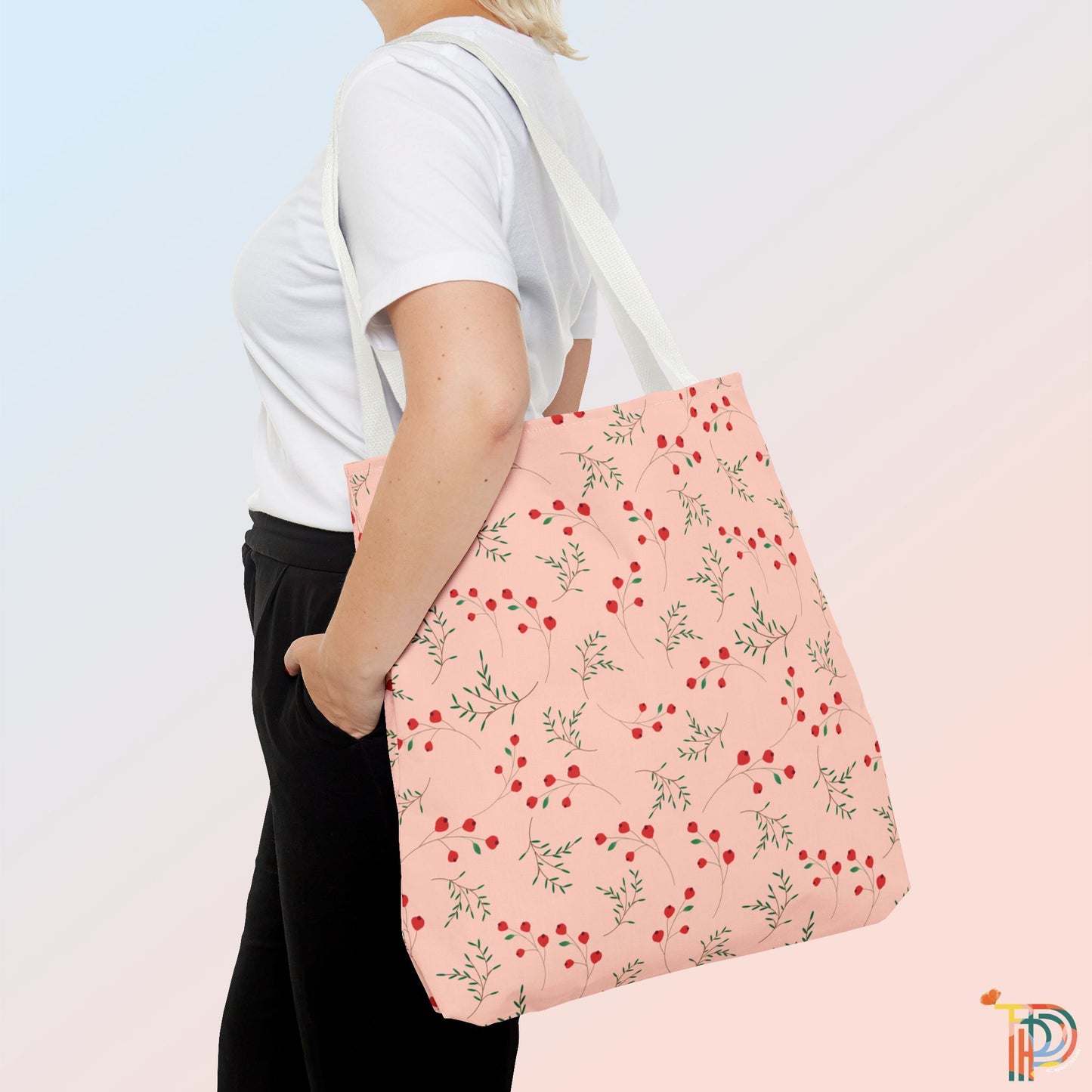 Peachy Soft Floral Tote Bag