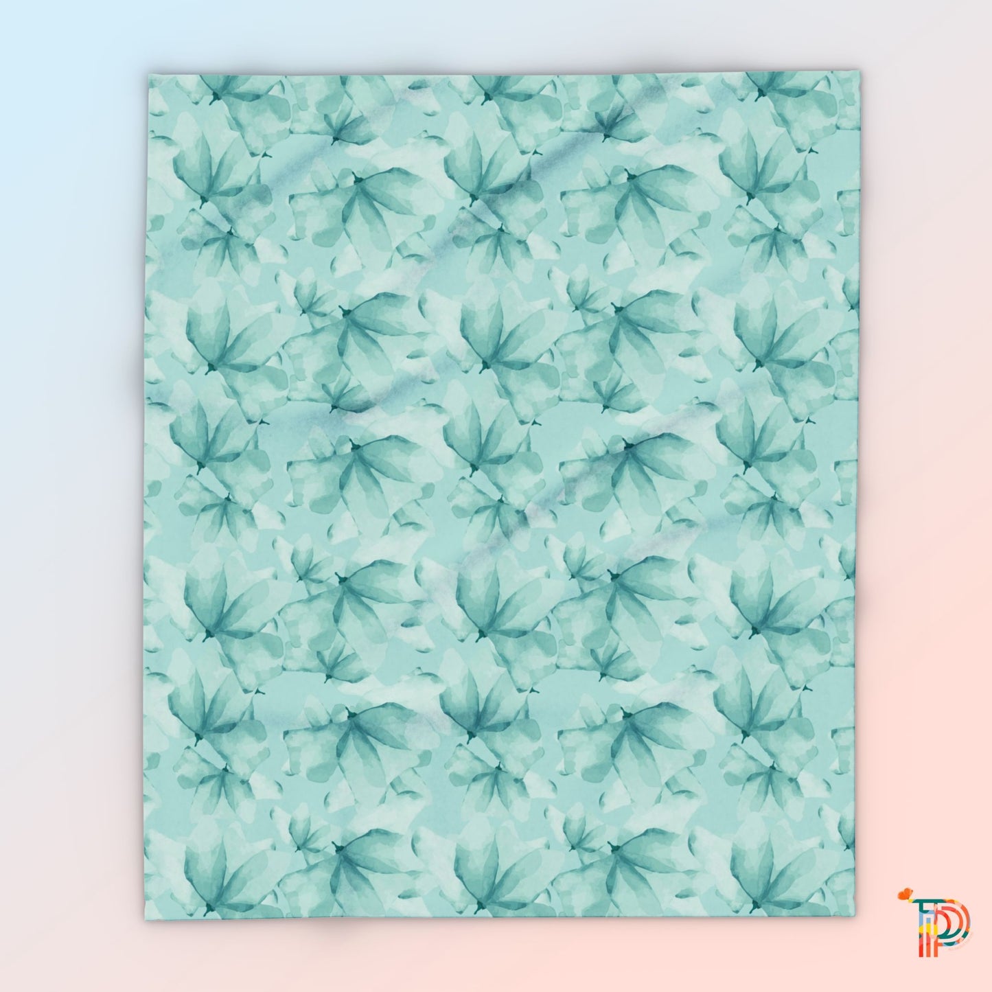 Teal Floral Arctic Fleece Blanket